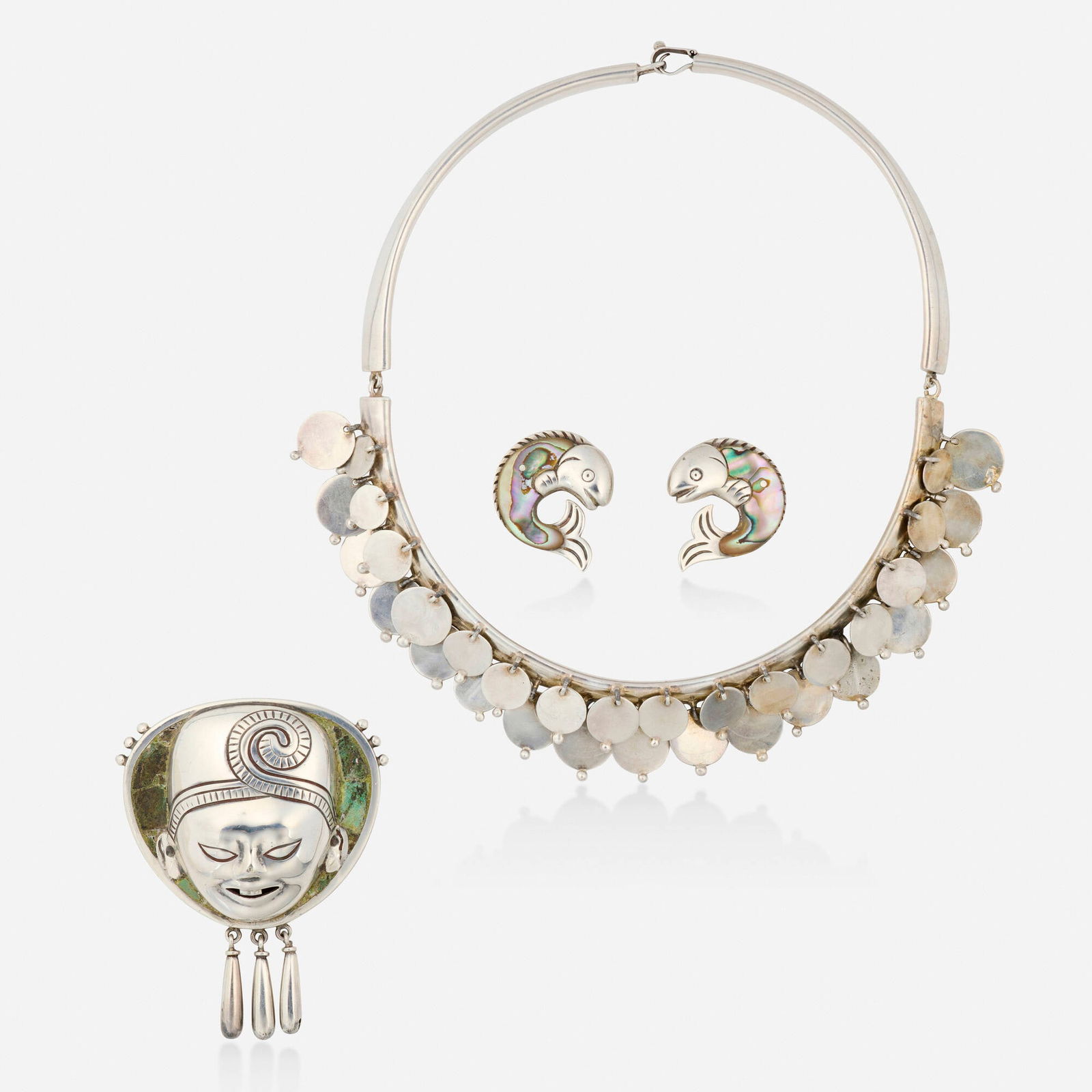 William Spratling, Group of silver jewelry: William Spratling Group of silver jewelry The present work is from the collection of Sandraline Cederwall, author of Spratling Silver, published by Chronicle Books in 2000, in which this work is publi