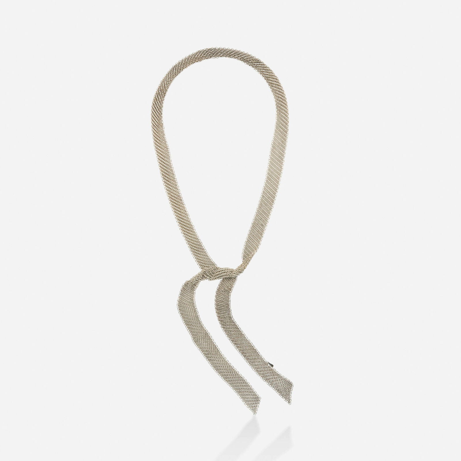 Elsa Peretti for Tiffany & Co., 'Mesh Scarf' sterling silver necklace: Elsa Peretti for Tiffany & Co. 'Mesh Scarf' sterling silver necklace Of interlocking sterling silver mesh links Sterling silver Signed Tiffany & Co. Peretti Approx. 49 x 0.75 in; Gross weight 88.7 d