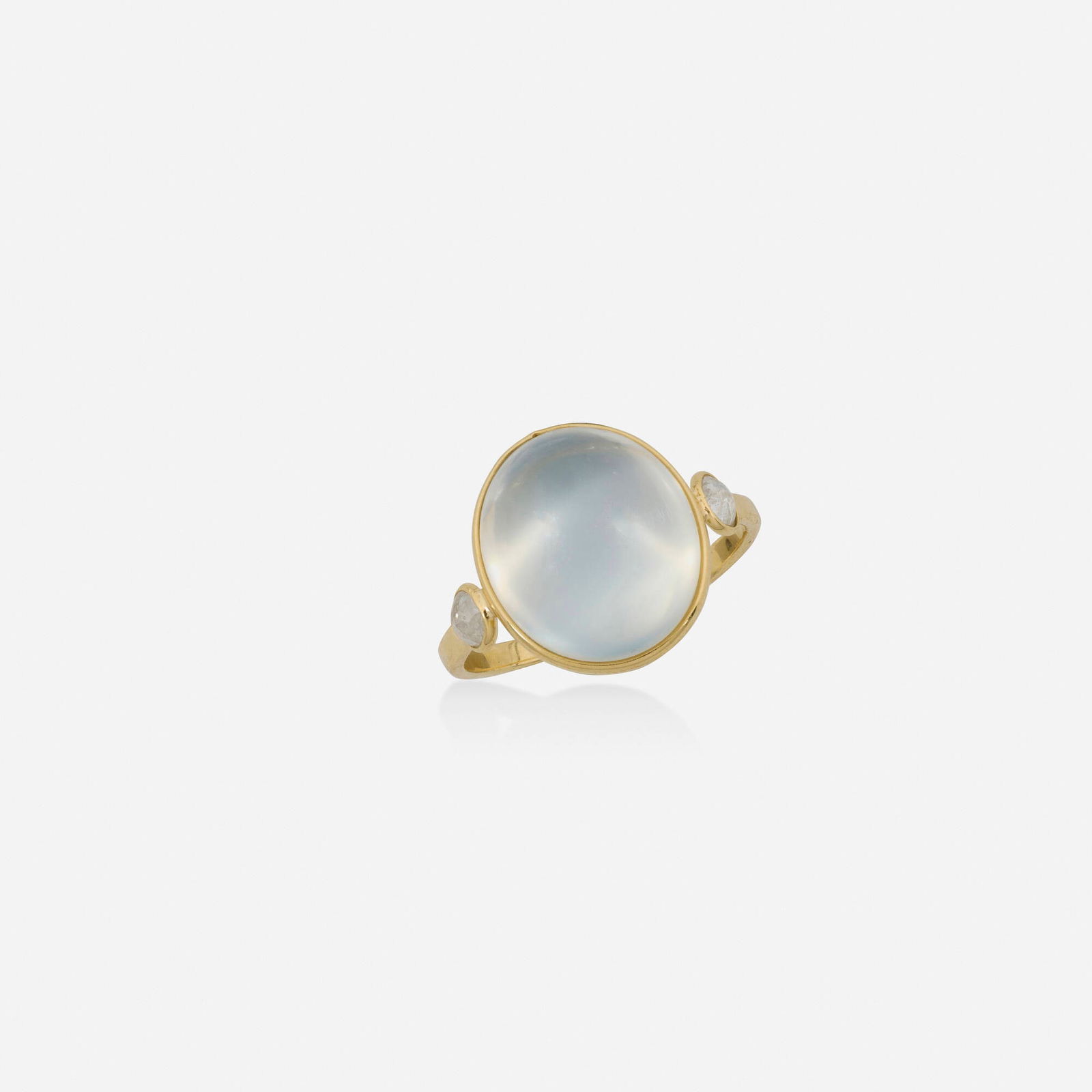 Cat's eye moonstone, diamond, and gold ring (1 of 2)