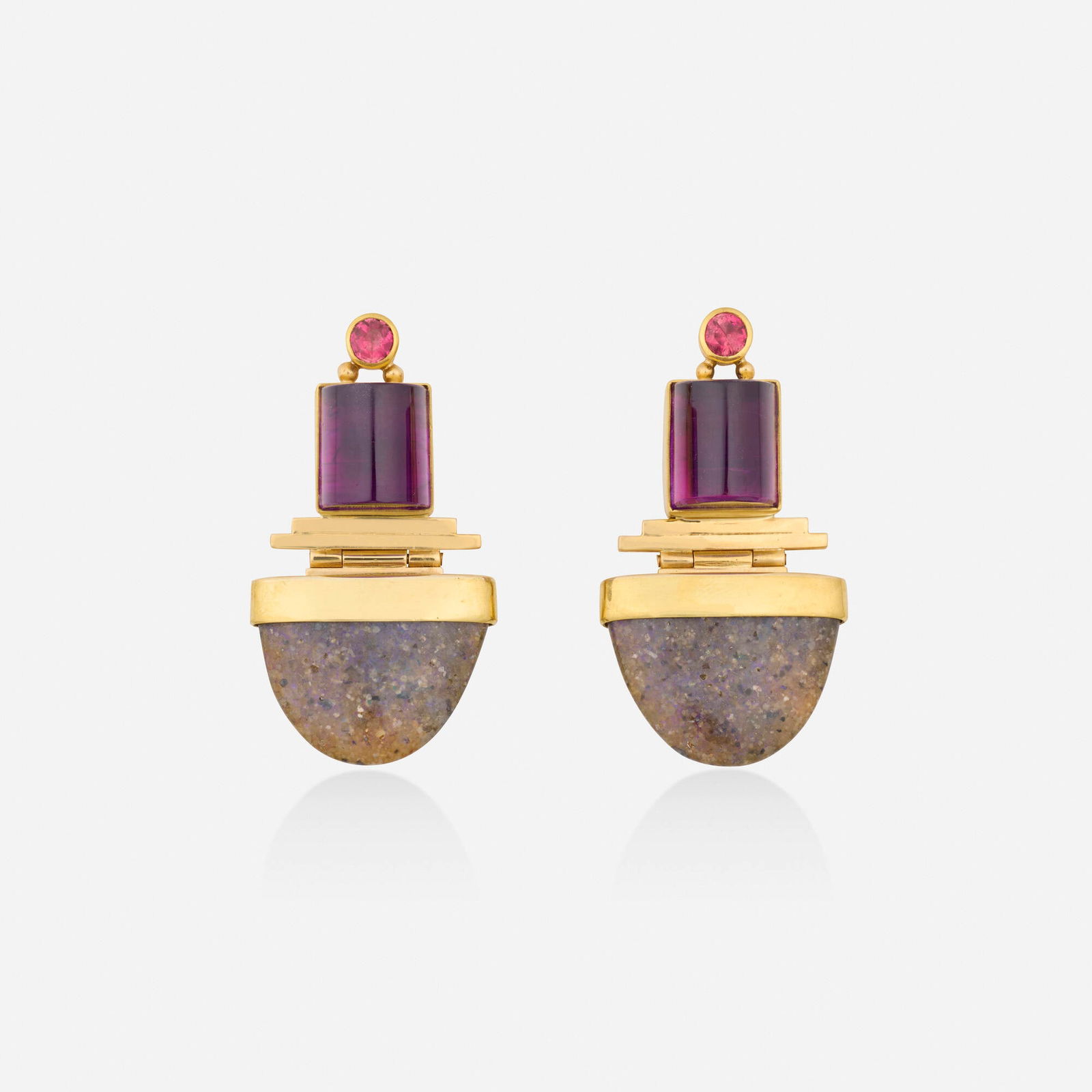 Multi-gem and gold earrings (1 of 2)