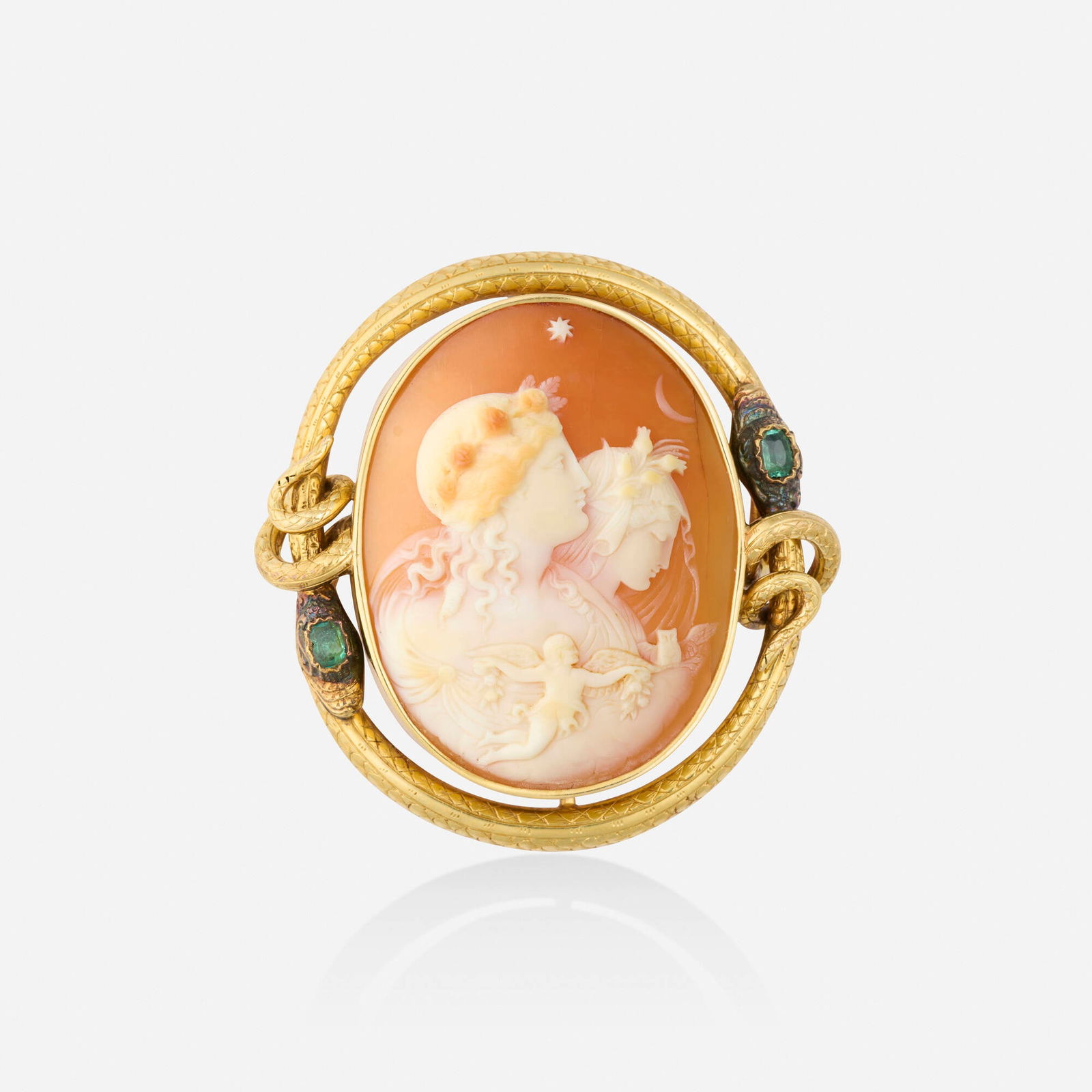 Shell, tourmaline, and gold brooch (1 of 2)