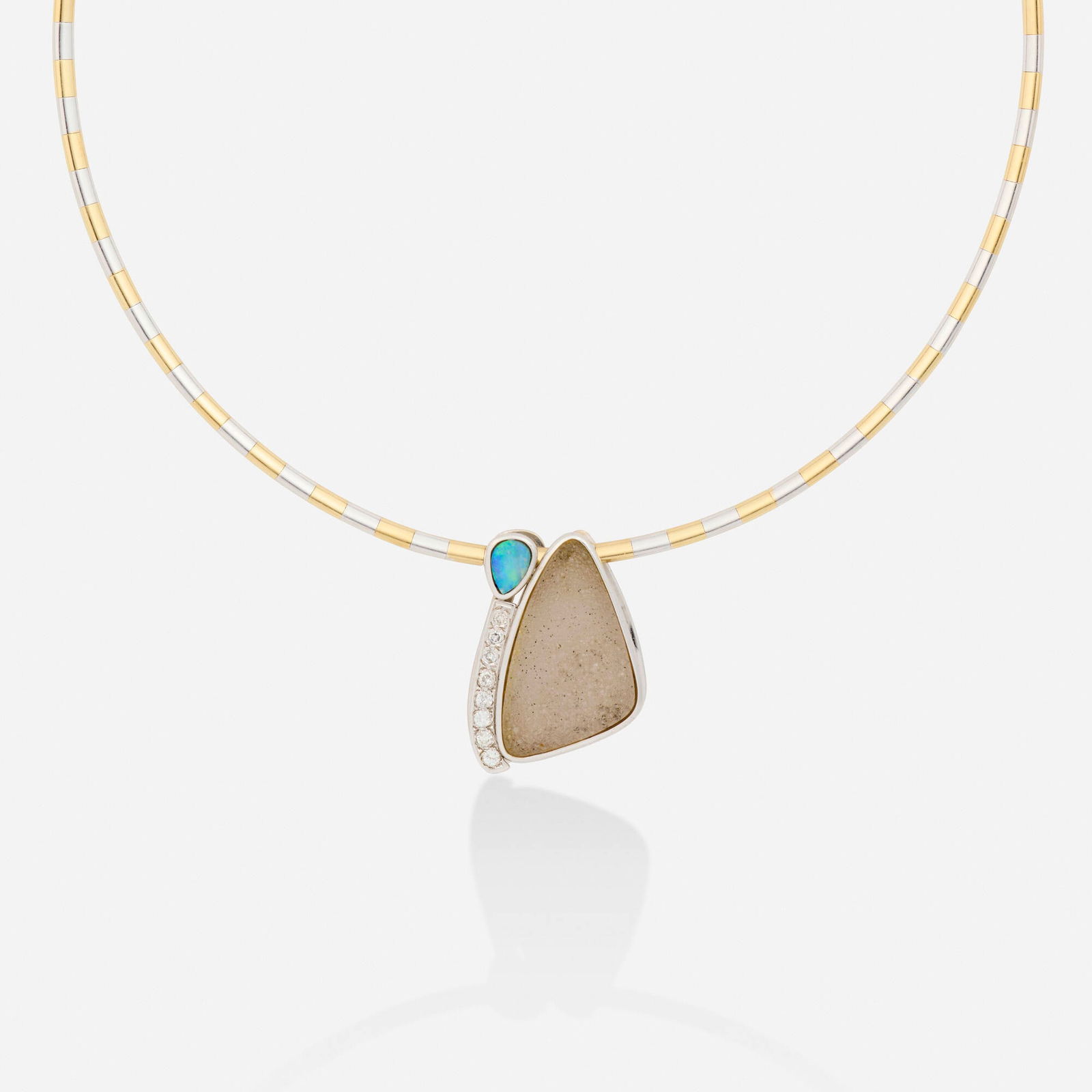 Multi-gem, diamond, and bicolor gold necklace (1 of 3)