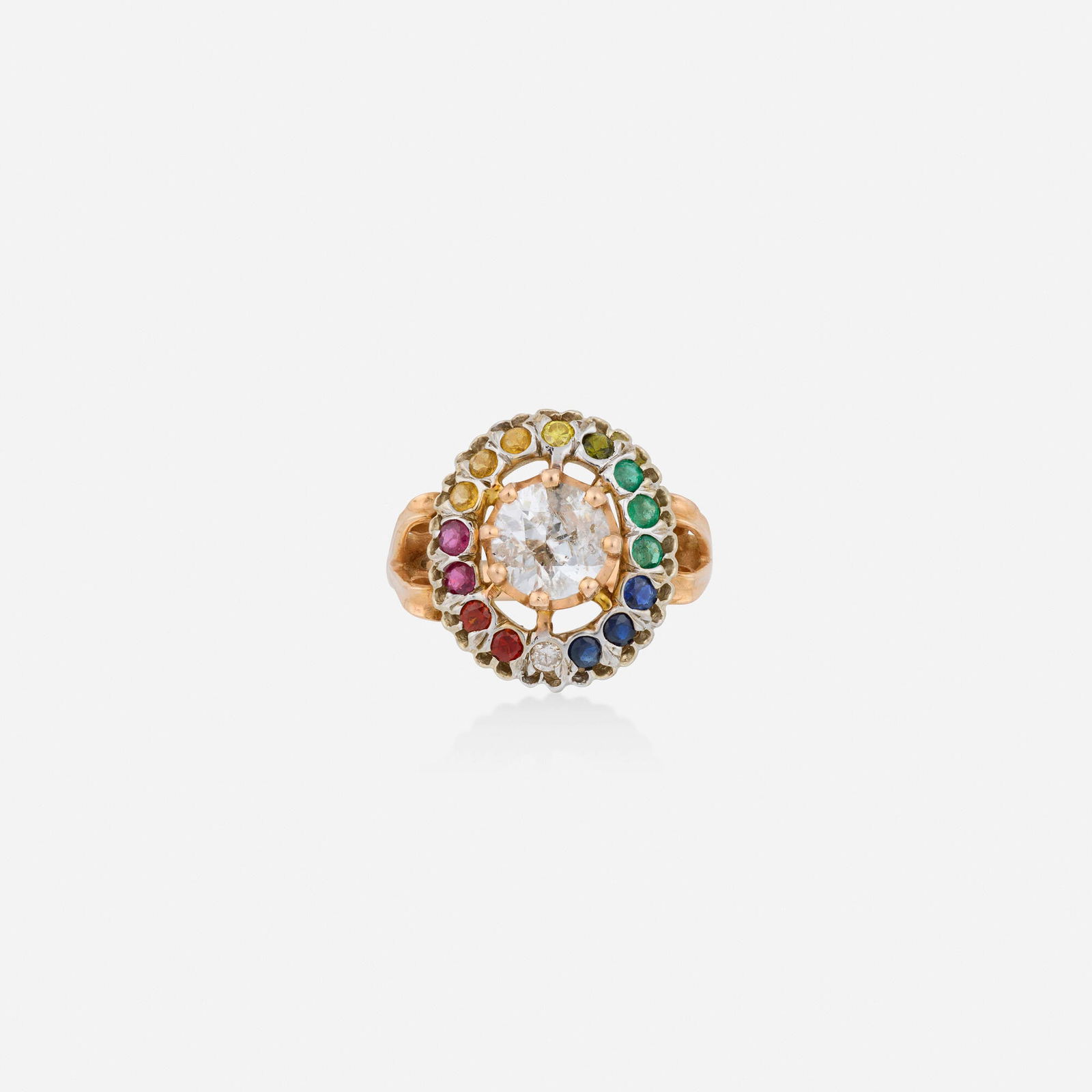 Multi-gem and diamond ring - 2