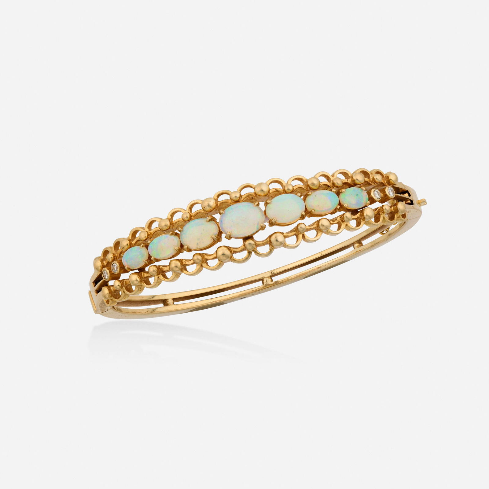 Opal, diamond, and gold bracelet (1 of 2)