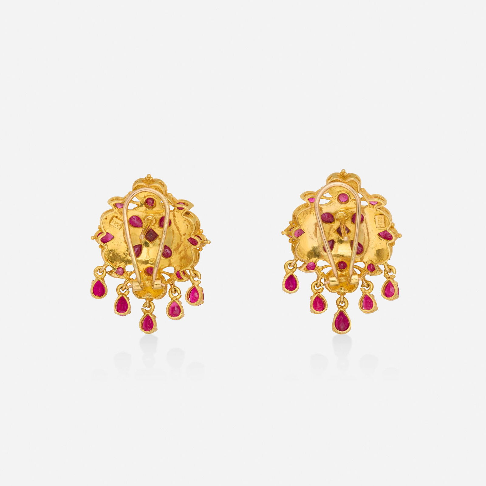 Ruby and gold earrings - 2