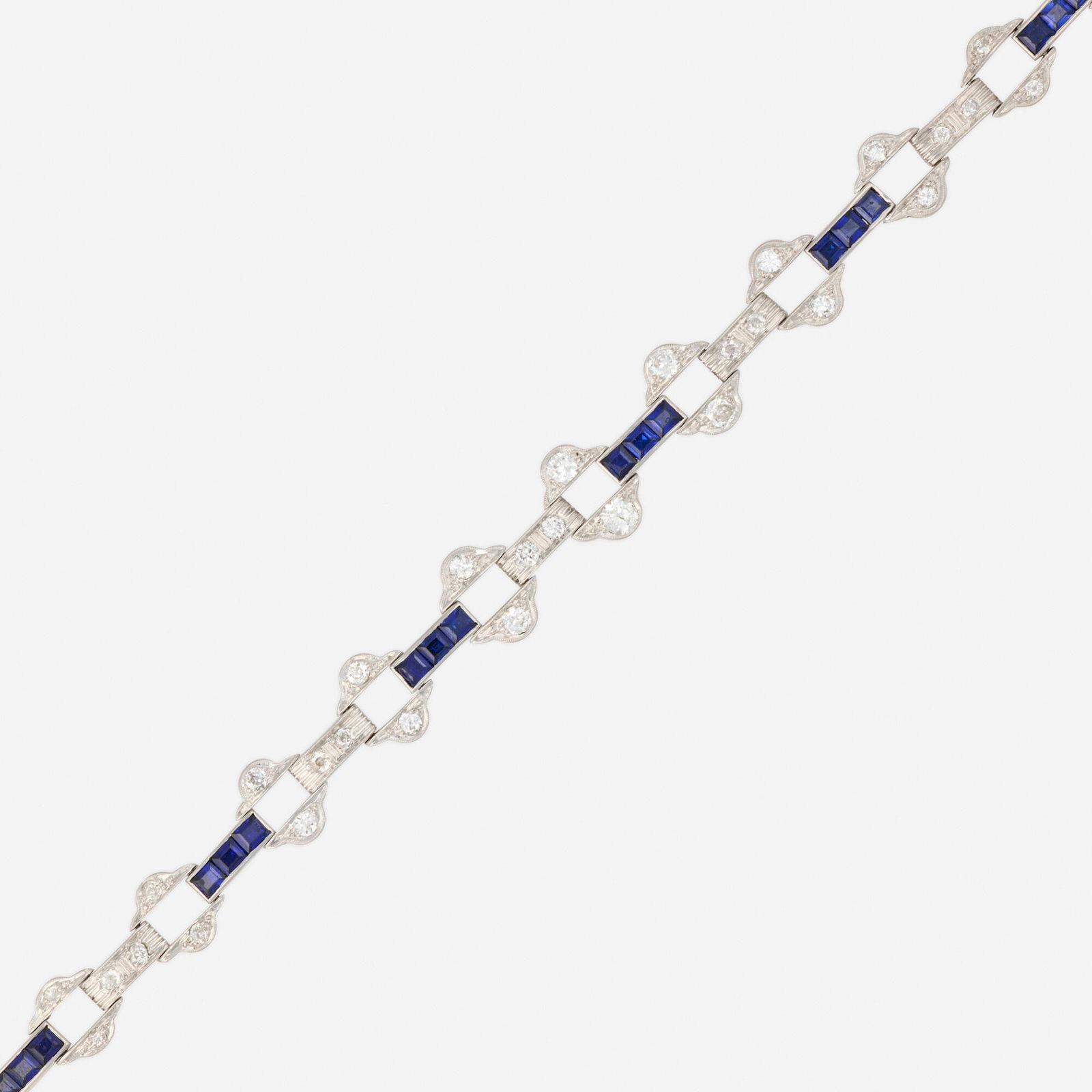 Art Deco, Synthetic sapphire, diamond, and platinum bracelet (1 of 3)
