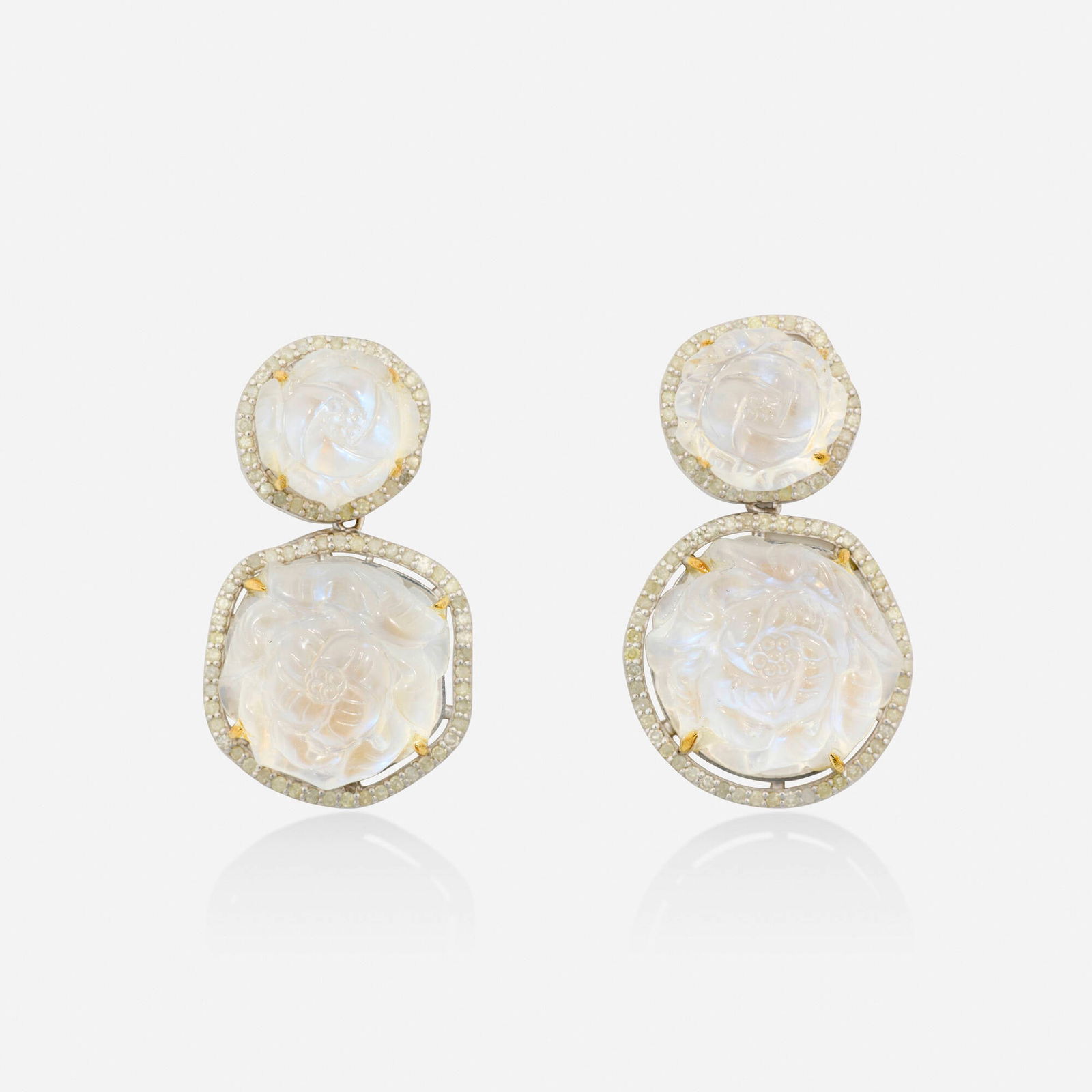 Moonstone and diamond earrings (1 of 2)