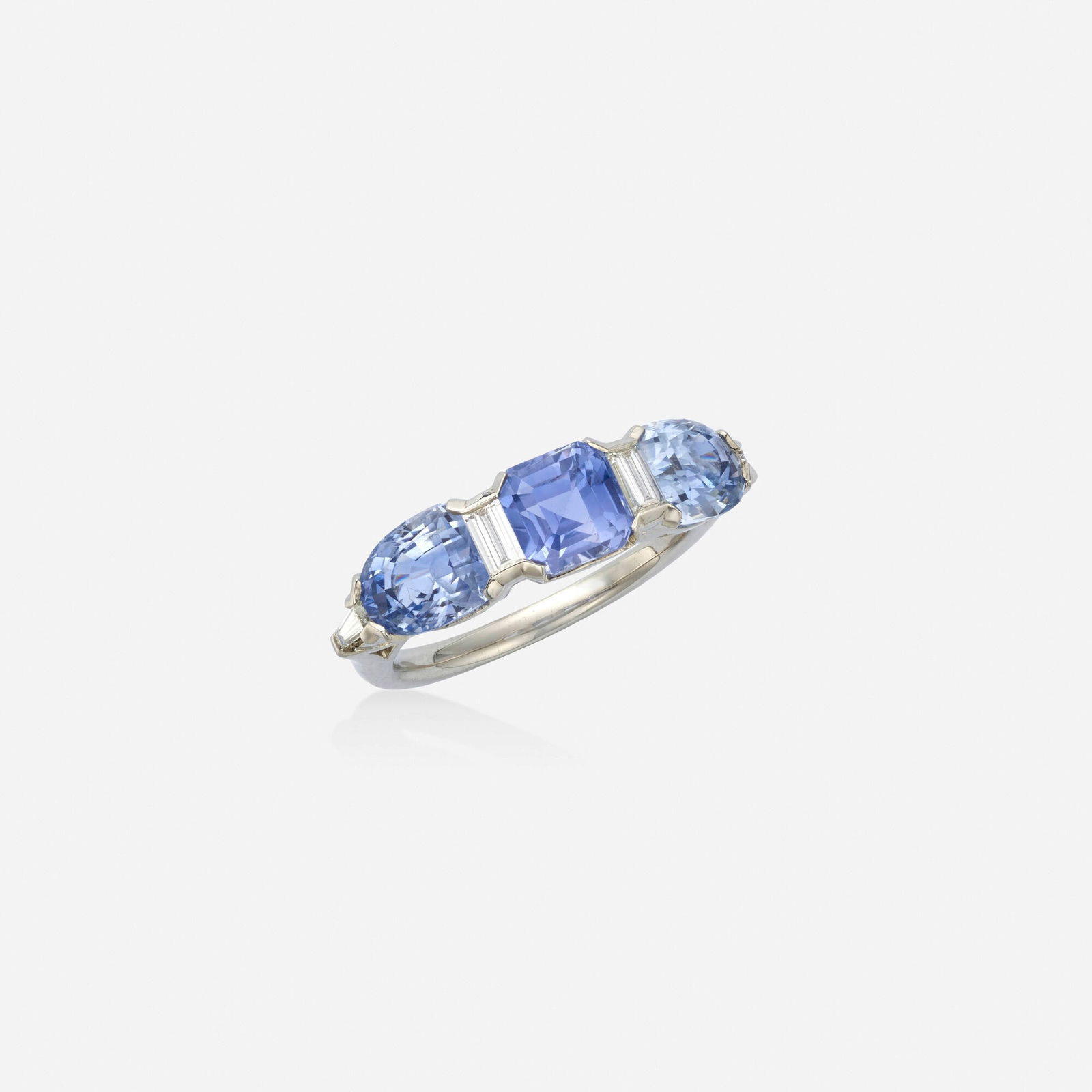 Sapphire, diamond, and platinum ring (1 of 2)