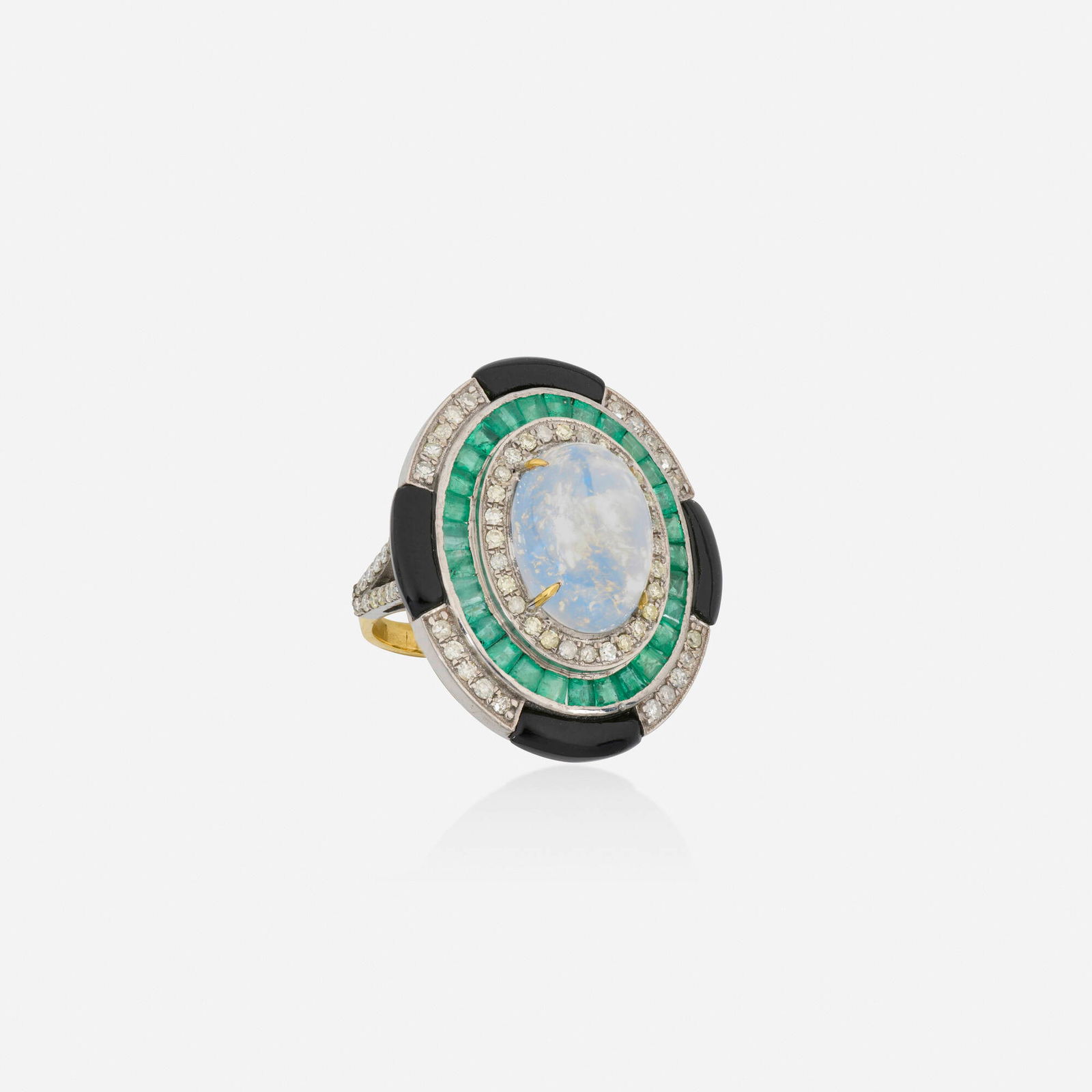 Opal, emerald, black onyx, and diamond ring (1 of 2)