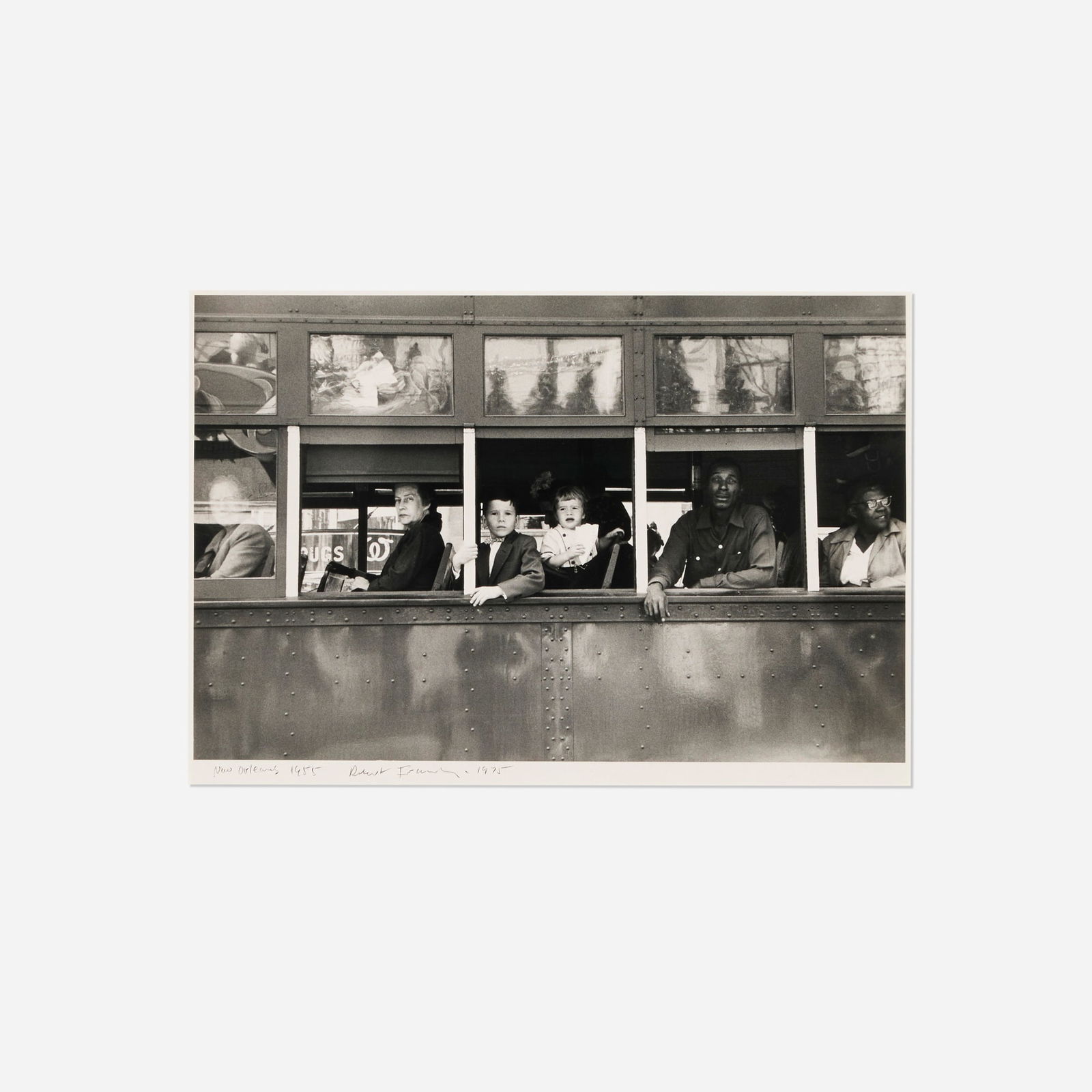 Robert Frank, New Orleans (Trolley): Robert Frank New Orleans (Trolley) 1955 / likely printed before 1972gelatin silver print image: 8.875 h x 13.375 w in (23 x 34 cm) sheet: 11 h x 14 w in (28 x 36 cm) Based on the markings t