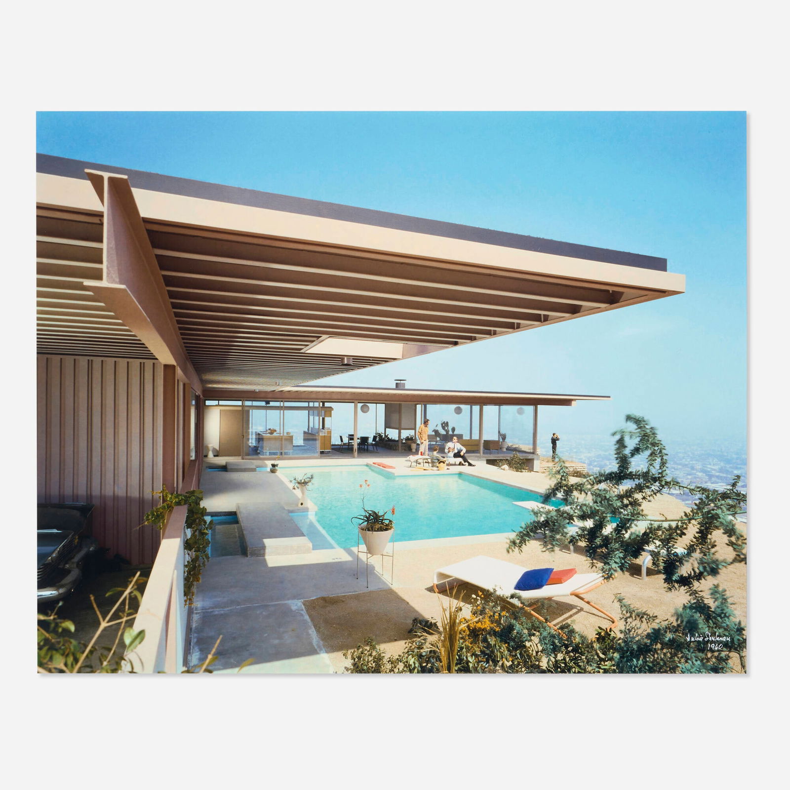 Julius Shulman, Case Study House #22 (Pool), Los Angeles (Pierre Koenig): Julius Shulman Case Study House #22 (Pool), Los Angeles (Pierre Koenig) 1960 / printed laterC-print image: 16 h x 20 w in (41 x 51 cm) sheet: 20 h x 24 w in (51 x 61 cm) Signed and dated to