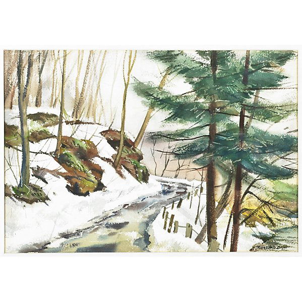 Arthur Edwin Bye (American, 1885-1969): Arthur Edwin Bye (American, 1885-1969); Barn at Mechanicsville, 1935; Charcoal on paper (framed); Signed, dated and titled; 10 1/2" x 16 1/4" (sight); Ranulph Bye (American, 1916-2003); Kieffer's Mill