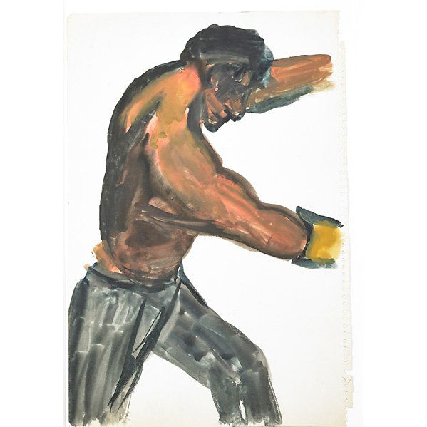 Ben Shahn (American, 1898-1969): Untitled (Male Study), ca. 1930; Watercolor and ink on paper (framed); 18" x 12" (sheet); Provenance: Private Collection, Connecticut