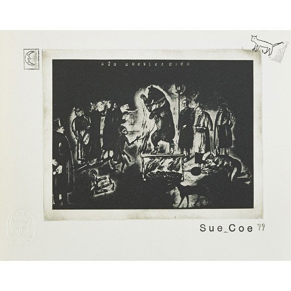 Sue Coe (British, b. 1951): Three works of art: The Dancing Bear, 1979; Photo etching; Stamped signature and dated; 5 3/4" x 7 1/2" (plate); 8 1/4" x 10 3/8" (sheet); Dance of Death, 1979; Photo etching; Stamped signature and da