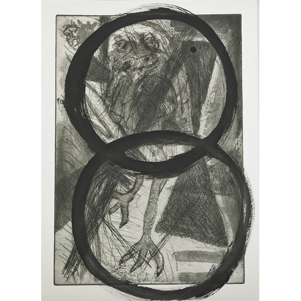 Franz Hitzler (German, b. 1946): Three works of art: Untitled; Etching and ink on paper; Signed and numbered 79/87; 23 1/4" x 16 1/2" (sheet); Untitled, 1979; Etching and aquatint on paper; Signed, dated and numbered 11/72; 23 1/4" x