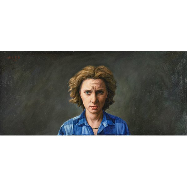 Dan Witz (American, b. 1957): Marta, 1984; Oil on canvas; Signed, dated and titled; 18" x 40"