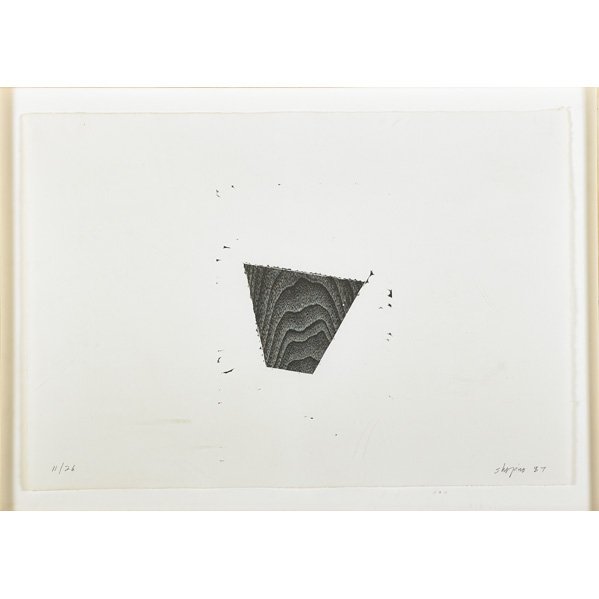 Joel Shapiro (American, b. 1941): Untitled, 1987; Woodcut on paper (framed); Signed, dated and numbered 11/26; 14 3/4" x 21 1/2" (sheet)