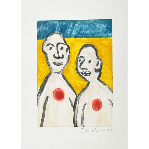 Robin Winters (American, b. 1950): Two works of art: Untitled, 1986; Monoprint in colors on paper; Signed and dated; 8 1/2" x 6" (plate); 31 3/8" x 24 3/4" (sheet); Untitled, 1986; Monoprint in colors on paper; Signed and dated; 8 1/2"