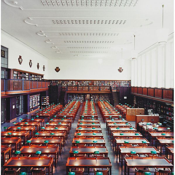 Candida Hofer (German, b. 1944): Deutsche Bucherei Leipzig IX, 1997; C-print; Signed, dated, titled and numbered 95/100; 11" x 11" (image); 13 3/8" x 13 3/8" (sheet)