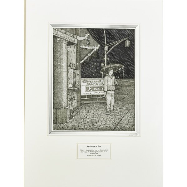 Sandow Birk (American, b. 1962): Canto XXXIII: The Vision of God, 2004; Ink on mylar (framed); Signed and dated; 10 5/8" x 8 1/2" (sight); Provenance; Catharine Clark Gallery, San Francisco (label on verso); P.P.O.W. Gallery, New Yor