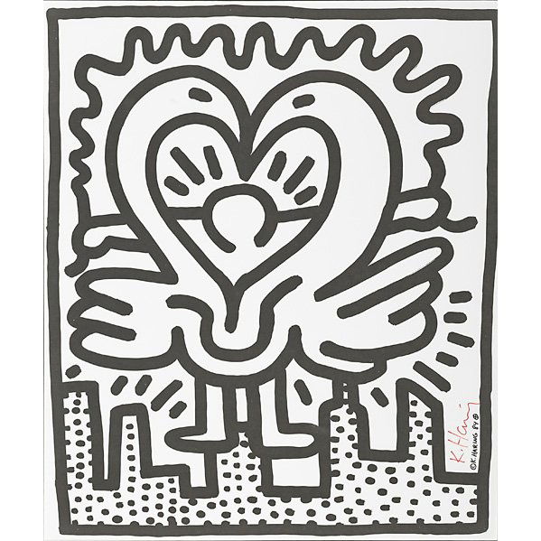 Keith Haring (American, 1958-1990): Kutztown Connection, 1984; Offset lithograph (framed); Signed; 22" x 18 1/2" (sight); Provenance: Private Collection, Pennsylvania