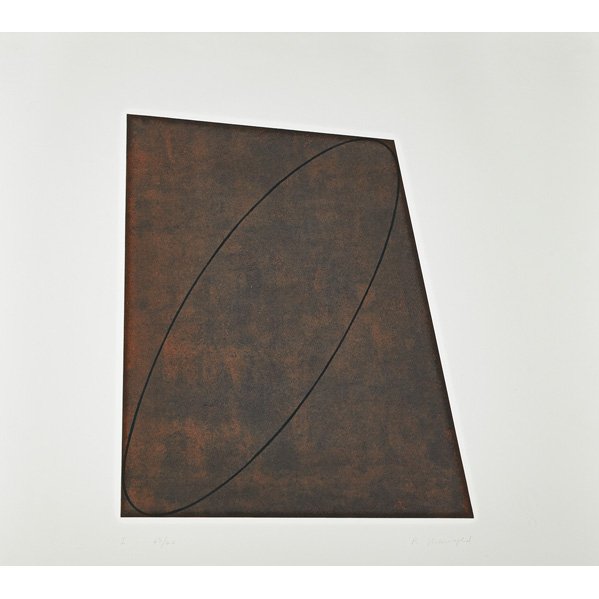 Robert Mangold (American, b. 1937): Attic Series I, 1991; Aquatint in colors (framed); Signed, titled and numbered 43/60; 32" x 36" (sheet); Publisher: Parasol Press, New York; Provenance: Private Collection, New York