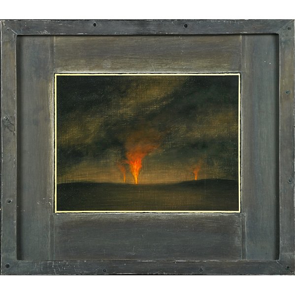 Adam Straus (American, b. 1956): Blaze, 1994; Oil on Masonite encased in lead; Signed, dated and titled; 14" x 16"; Exhibition: Adam Straus: The Dark Side of a Green Planet, Nohra Haime Gallery, New York, November 23-December 23, 199