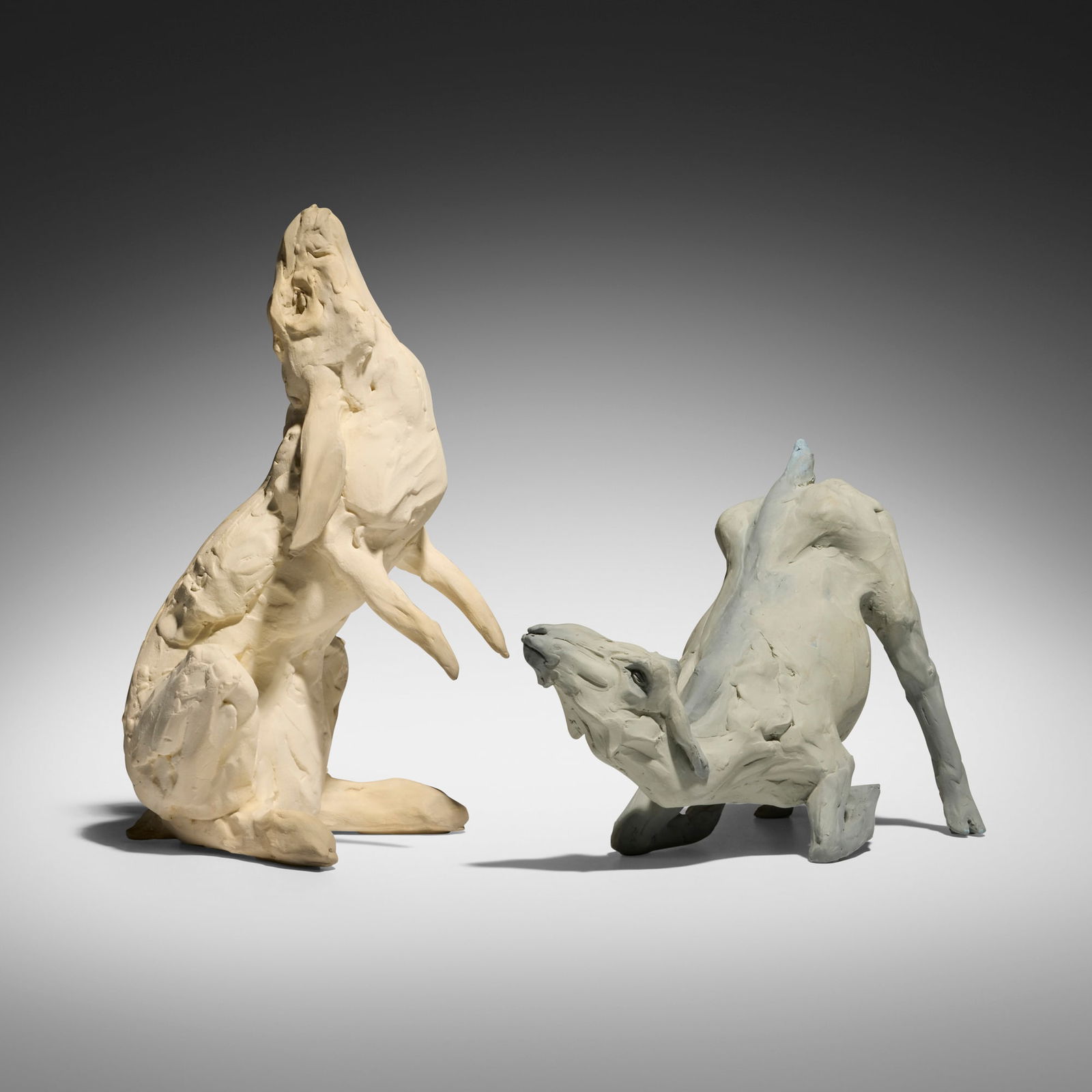 Beth Cavener, Untitled (Hare and Goat): Beth Cavener Untitled (Hare and Goat) c. 2004stoneware, paint hare: 11.5 h x 6.375 w x 6.75 d in (29 x 16 x 17 cm) goat: 6.875 h x 10.375 w x 5.125 d in (17 x 26 x 13 cm) Provenance