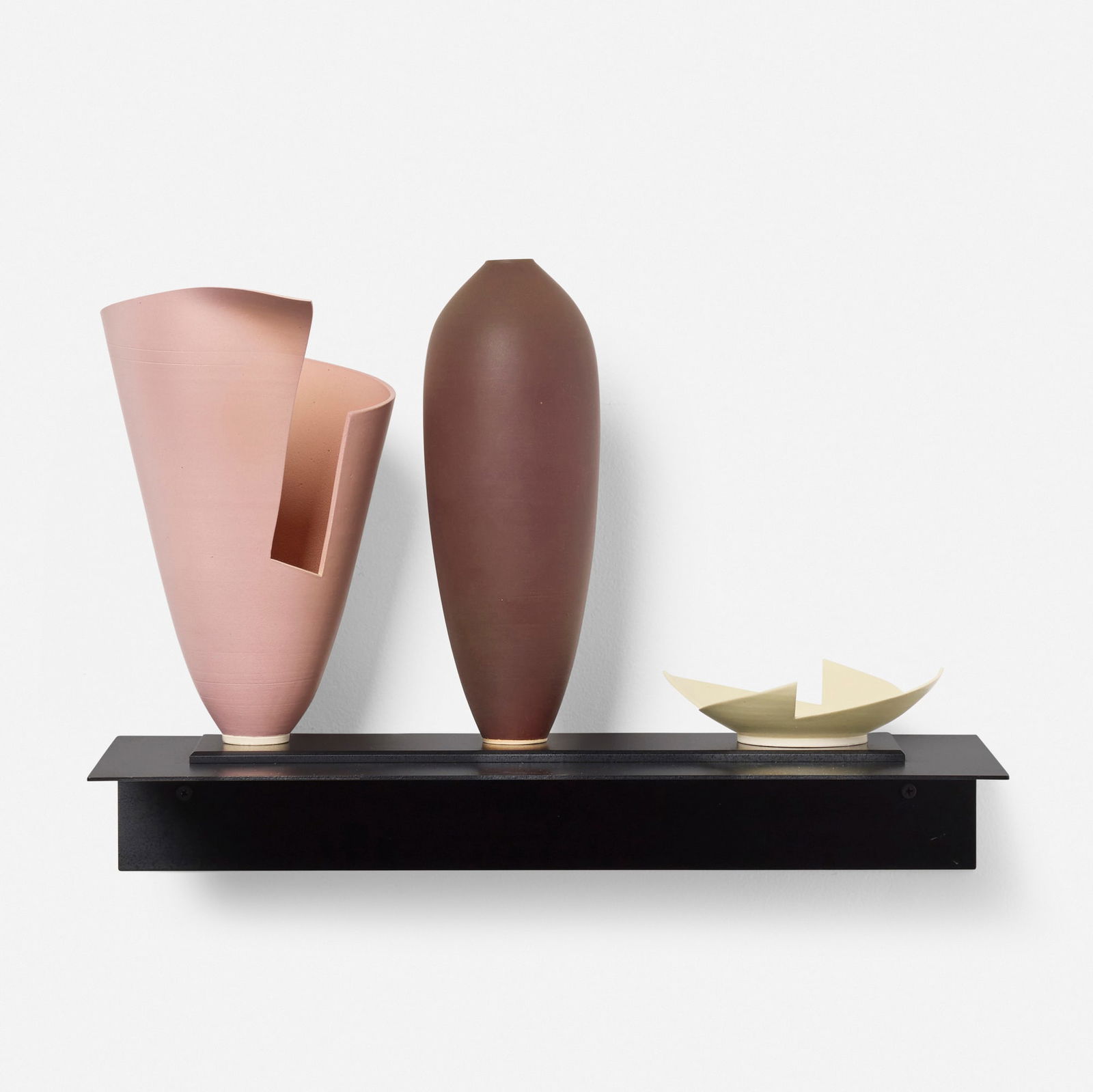 Elsa Rady, Still Life No. 17: Elsa Rady Still Life No. 17 1989glazed porcelain, enameled aluminum 14 h x 20 w x 9 d in (36 x 51 x 23 cm) Incised signature and date to underside of smallest element 'Elsa Rady 89'. Incised n