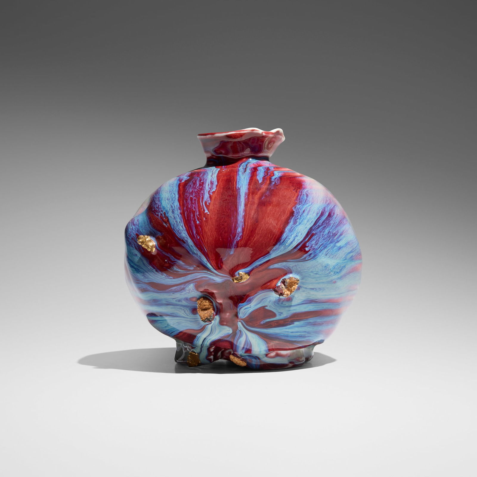 Gareth Mason, Vessel: Gareth Mason Vessel c. 2010glazed and gilt porcelain and stoneware 7.5 h x 7.75 dia in (19 x 20 cm) Raised seal to underside 'GM'. This work will ship from Lambertville, Ne