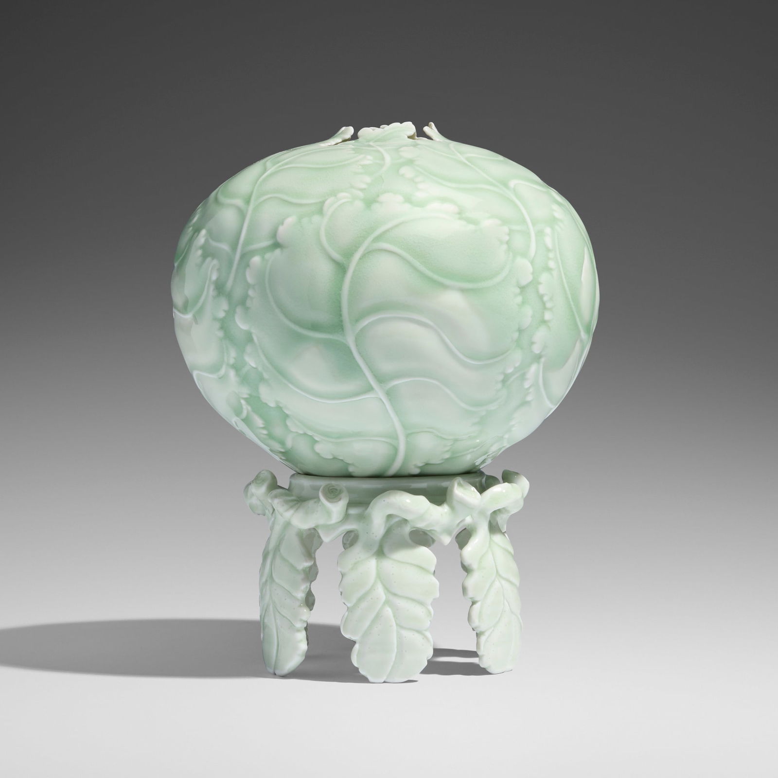 Cliff Lee, Cabbage vase: Cliff Lee Cabbage vase 1993celadon-glazed porcelain 8.75 h x 7.25 dia in (22 x 18 cm) Incised signature and date to underside of vessel 'Cliff Lee 93'. This work will ship