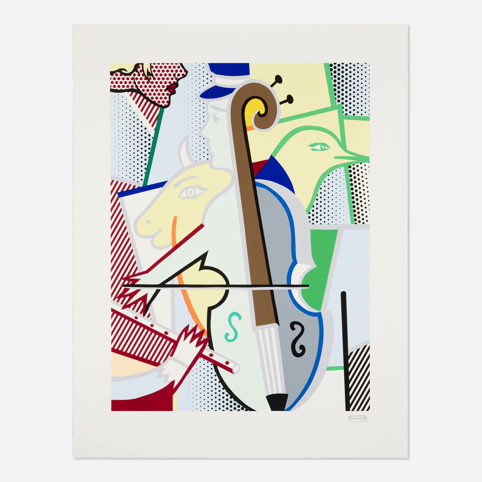 Roy Lichtenstein, Cubist Cello: Roy Lichtenstein Cubist Cello 1997 / 1998screenprint in colors on Somerset image: 40.625 h x 30.375 w in (103 x 77 cm) sheet: 50.625 h x 39.5 w in (129 x 100 cm) Estate stamp to lower right