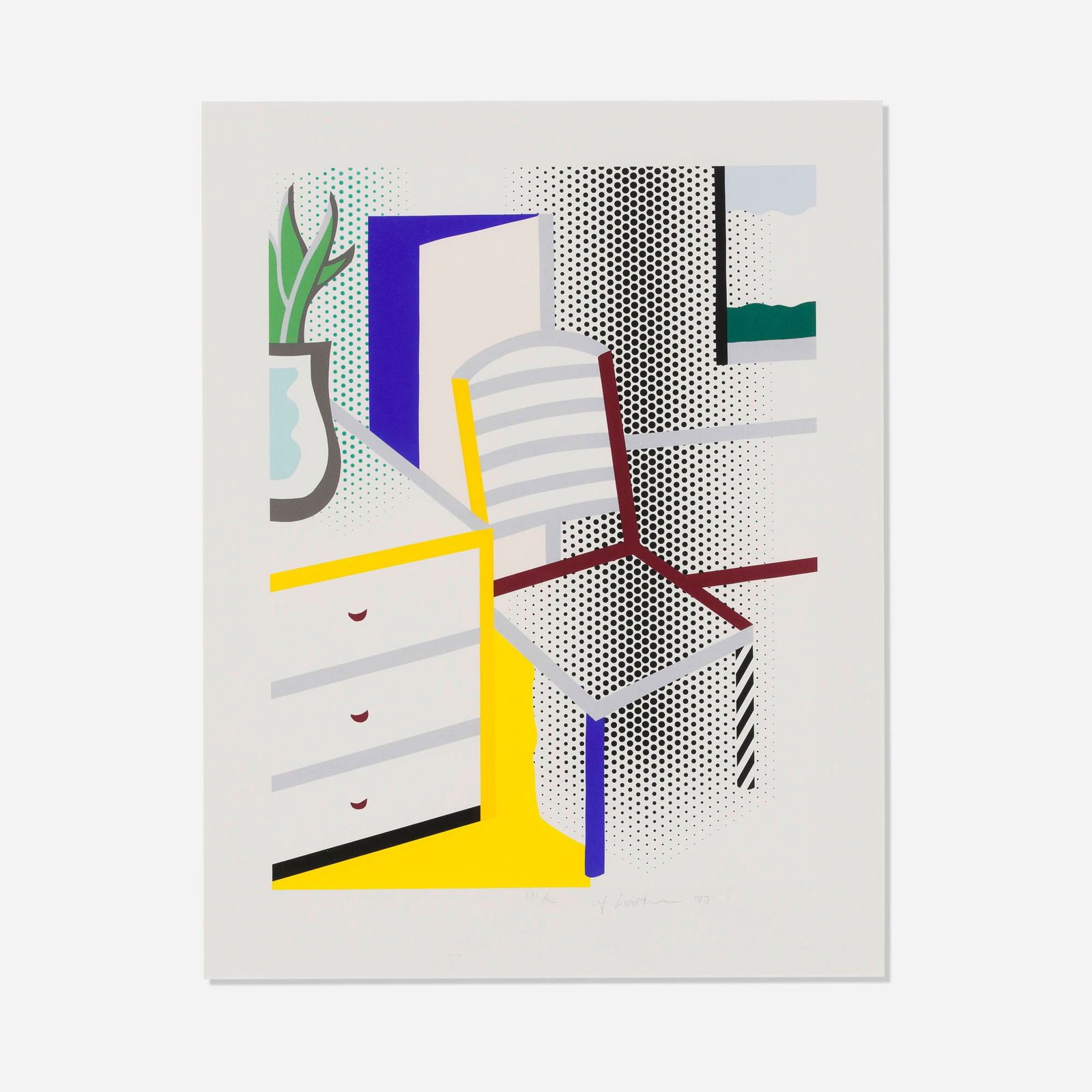 Roy Lichtenstein, Interior with Chair (from the Leo Castelli 90th Birthday portfolio) (1 of 4)