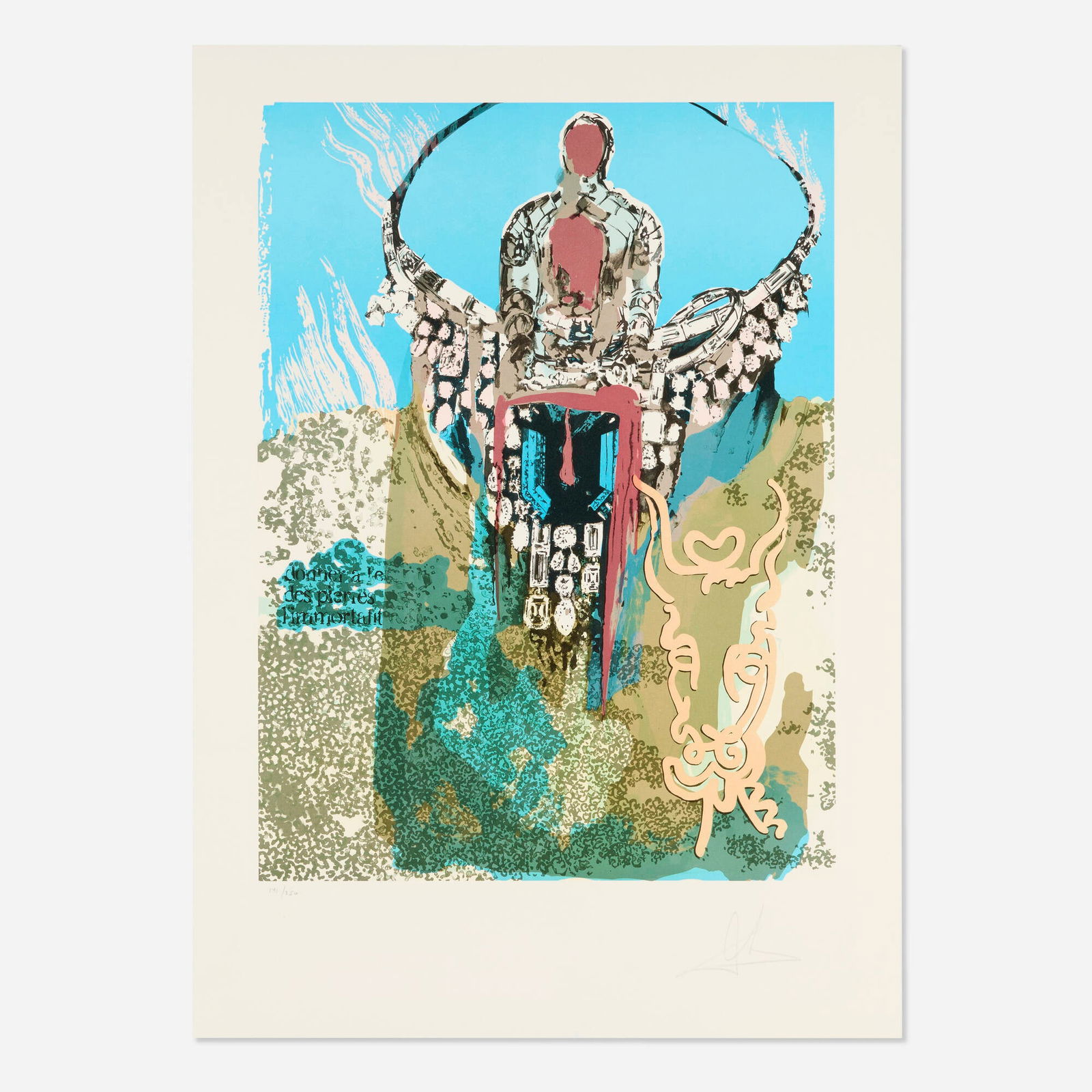 Salvador Dali, The Bullfighter (The Golden Calf): Salvador Dali The Bullfighter (The Golden Calf) 1980lithograph in colors on Arches image: 23 h x 17 w in (58 x 43 cm) sheet: 29.25 h x 21 w in (74 x 53 cm) Signed and numbered to lower edge