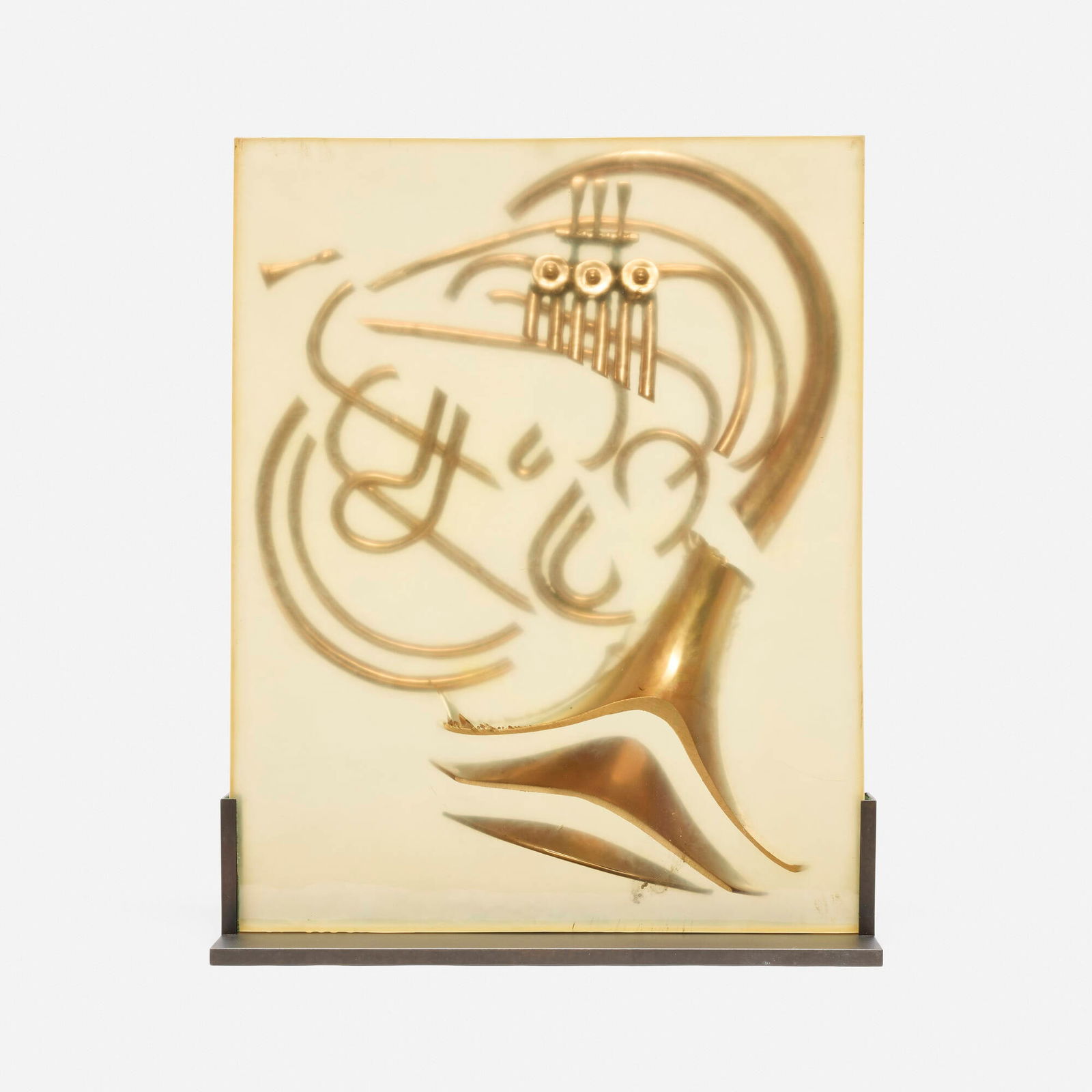 Arman, Corps de Chasse: Arman Corps de Chasse 1990 resin, French horn 24 h x 19 w x 2 d in (61 x 48 x 5 cm) Etched signature and number to interior element 'Arman 12/99'. This work is number 12 from the edition of 99