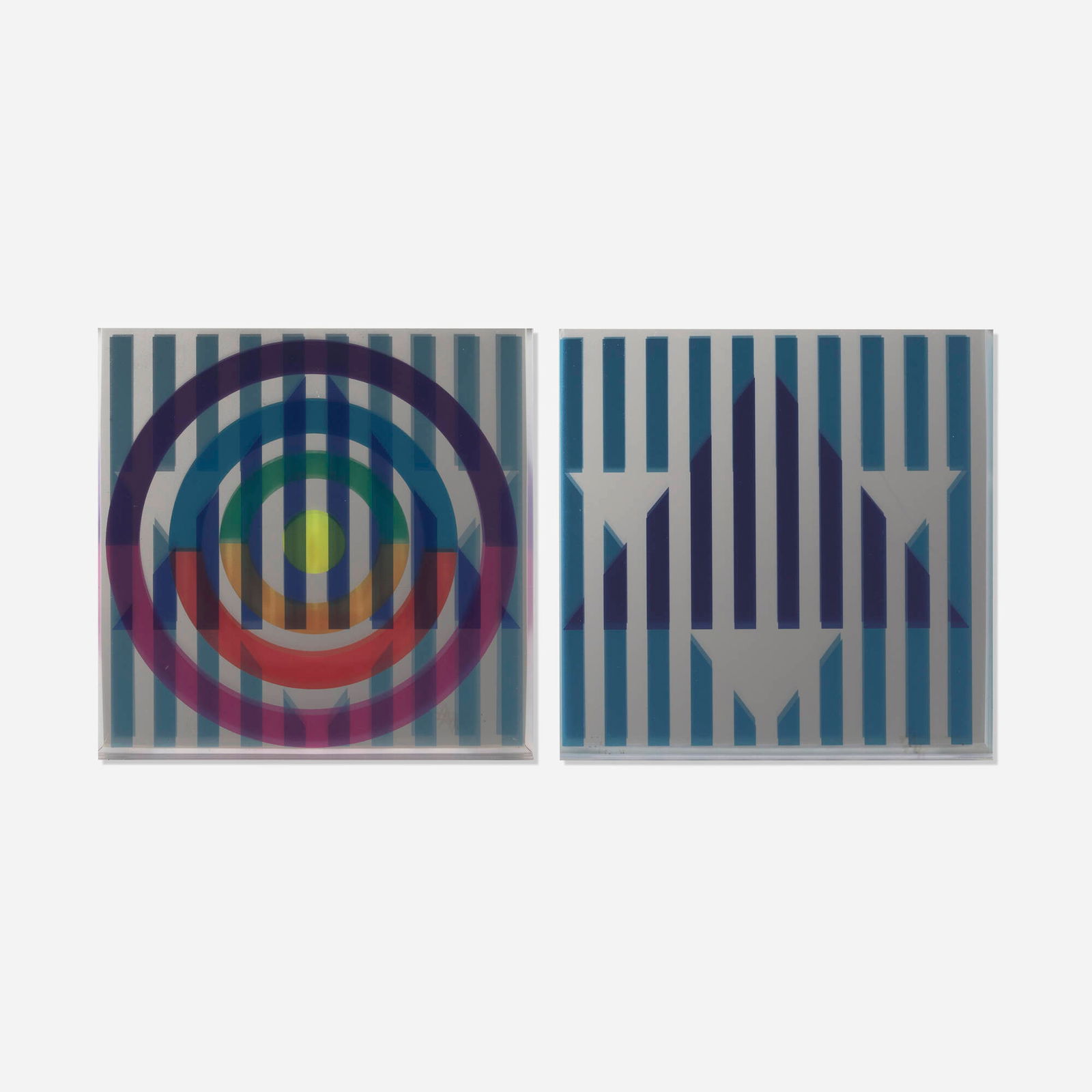 Yaacov Agam, Vision of Hope; Star of David (two works): Yaacov Agam Vision of Hope; Star of David (two works) 1976Agamograph on mirror; Agamograph on acrylic 13 h x 13 w x 1.5 d in (33 x 33 x 4 cm) 13.125 h x 13.125 w x 1.5 d in (33 x 33 x 4 cm)