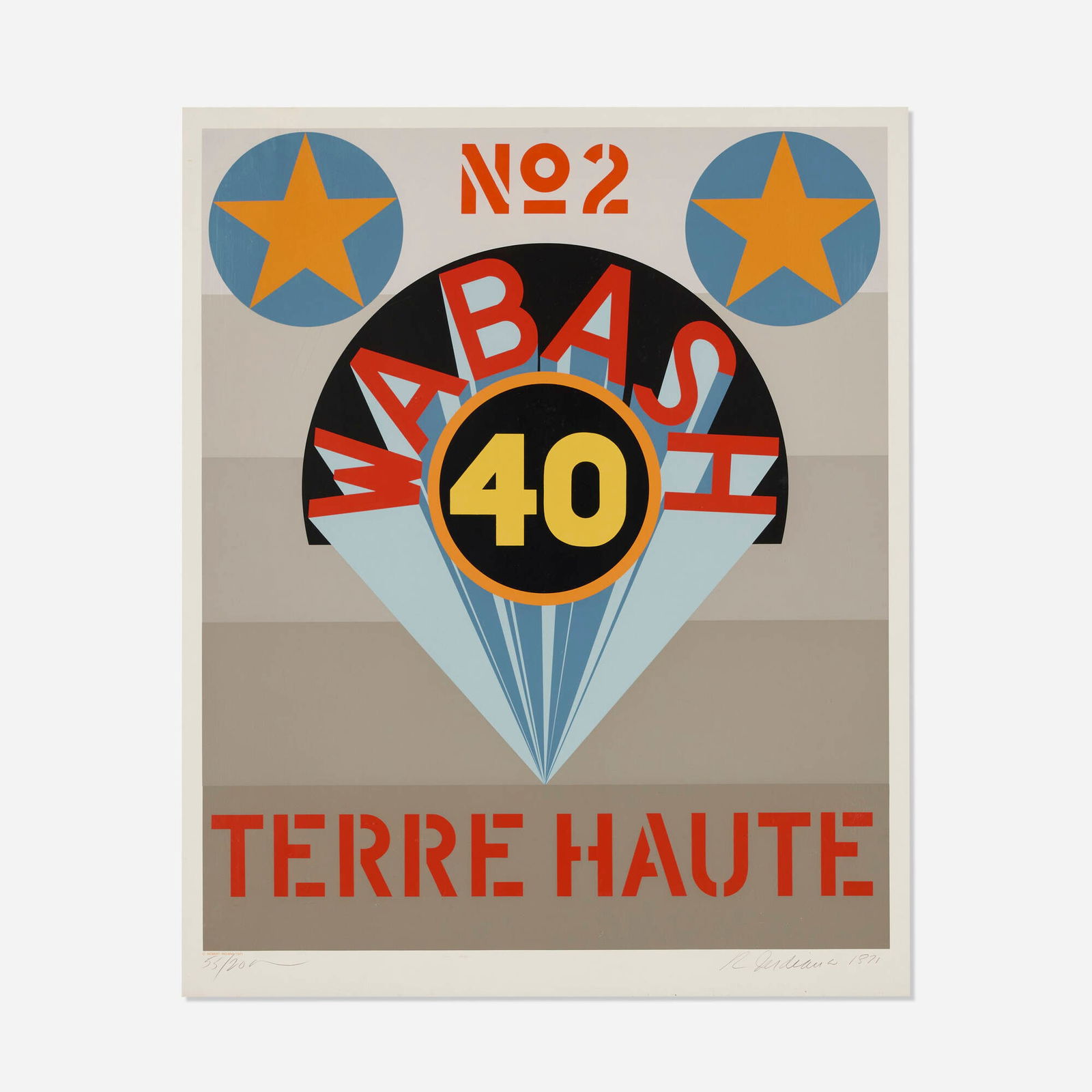 Robert Indiana, Terre Haute No. 2 (from the Decade portfolio): Robert Indiana Terre Haute No. 2 (from the Decade portfolio) 1971 screenprint in colors on Schoeller's Parole image: 35.75 h x 29.875 w in (91 x 76 cm) sheet: 39 h x 32 w in (99 x 81 cm) Signed,
