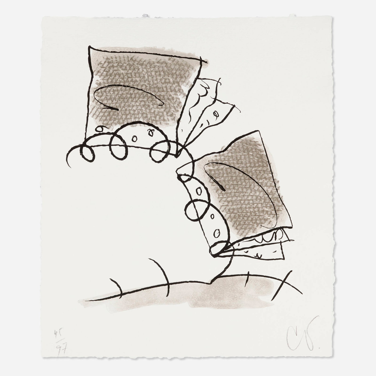 Claes Oldenburg, Notebook Torn in Half: Claes Oldenburg Notebook Torn in Half 1997lithograph 25.25 h x 22 w in (64 x 56 cm) Signed and numbered to lower edge '45/97 CO.'. This work is number 45 from the edition of 97 published by Br
