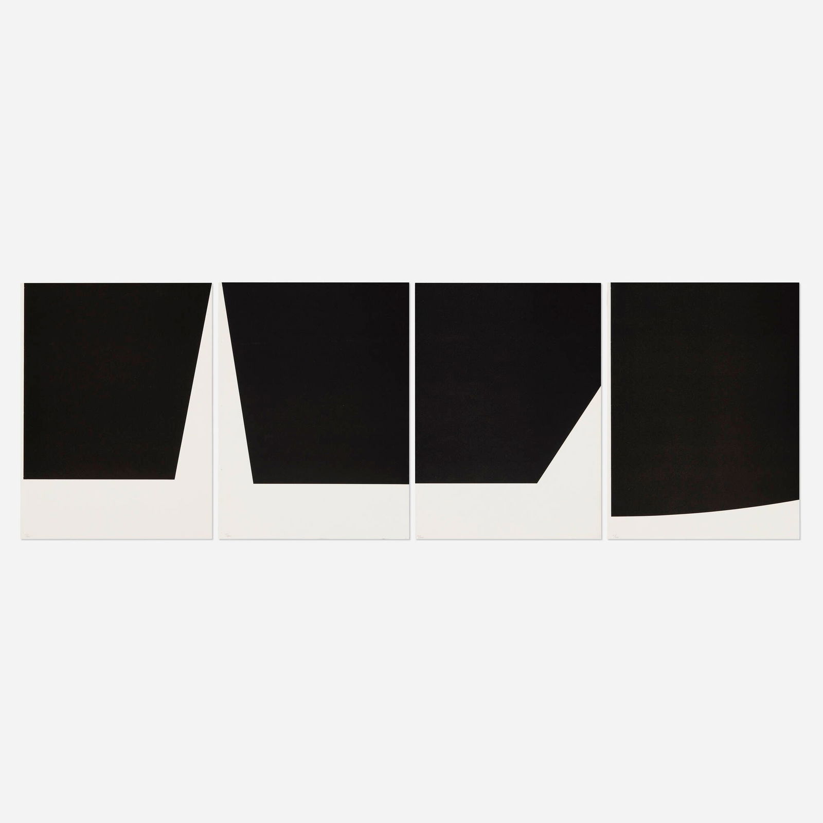 Ellsworth Kelly, Four works from Un coup de des jamais n'abolira le hasard (by Stephane Mallarme): Ellsworth Kelly Four works from Un coup de des jamais n'abolira le hasard (by Stephane Mallarme) 1992 lithograph on Velin BFK Rives 17 h x 12.25 w in (43 x 31 cm) These works are numbers 15 and 55