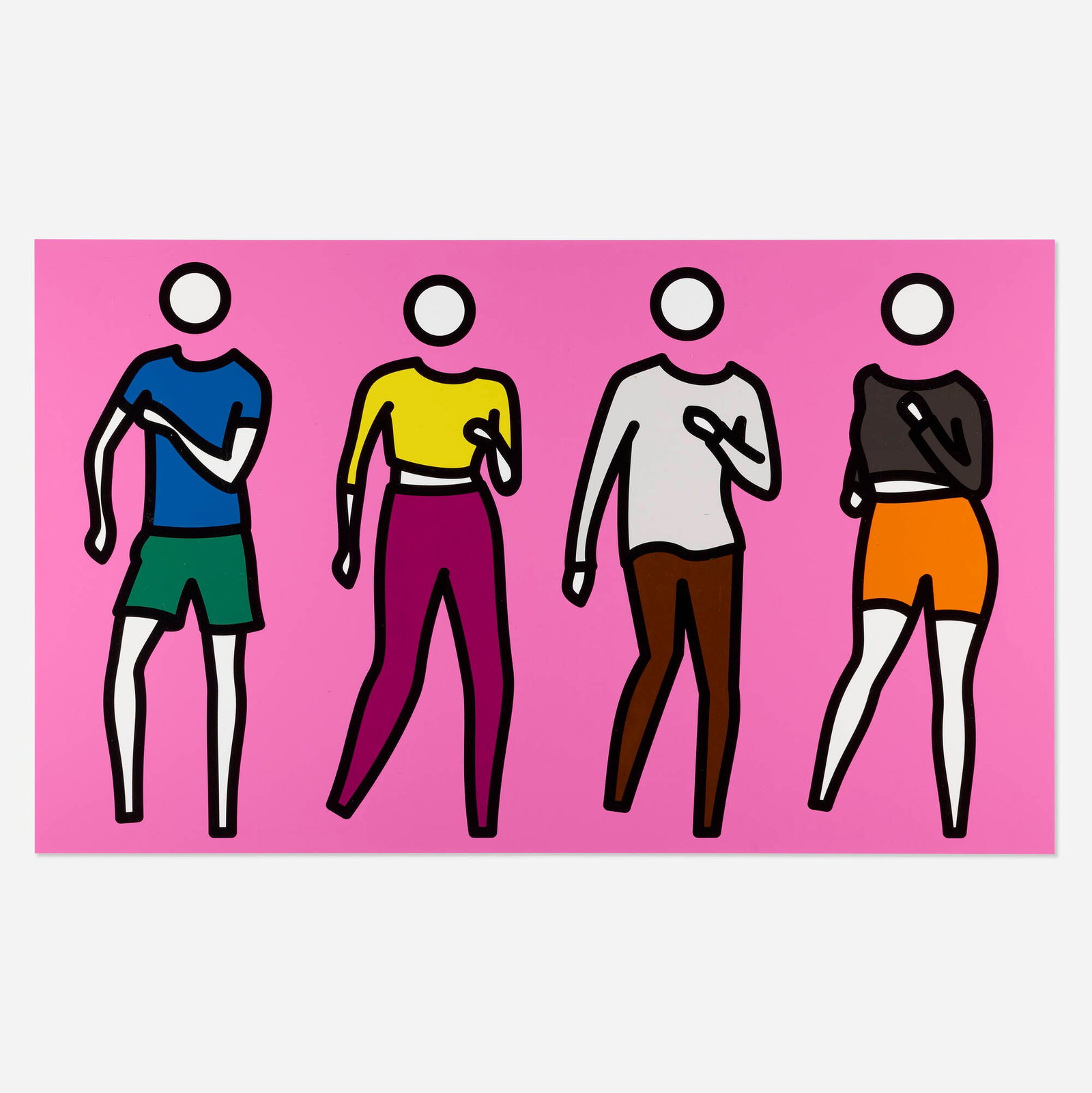 Julian Opie, Dance Synced 1: Julian Opie Dance Synced 1 2024 screenprint in colors on archival Museum Board image: 33.25 h x 55 w in (84 x 140 cm) sheet: 37.5 h x 59.25 w in (95 x 150 cm) Signed and numbered to verso 'Julian