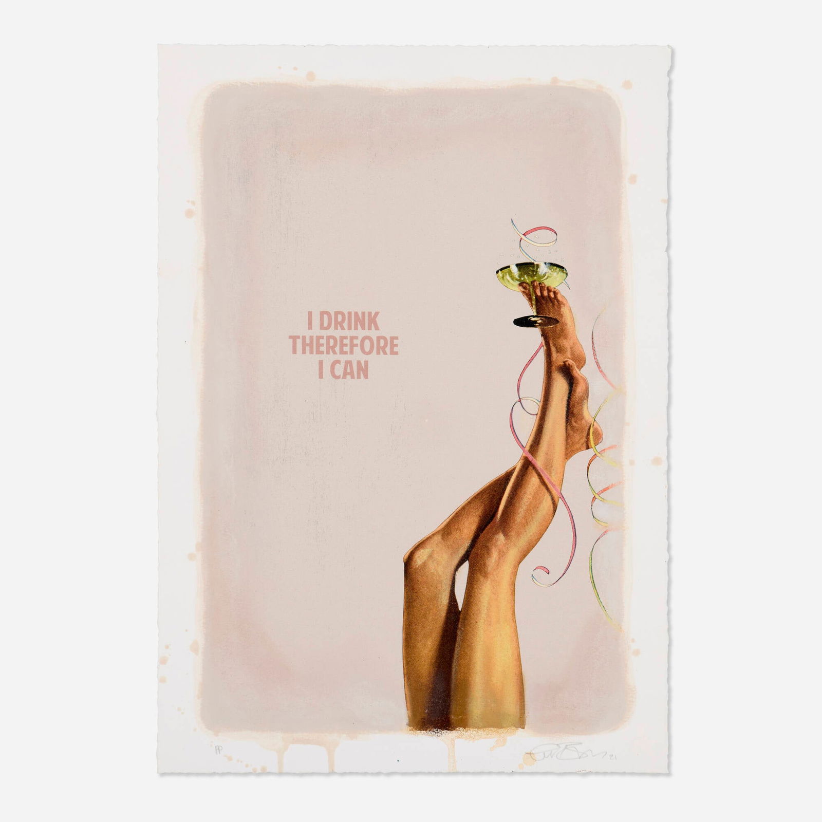 The Connor Brothers, I Drink Therefore I Can (Beige): The Connor Brothers I Drink Therefore I Can (Beige) 2021giclee in colors with screenprinted varnish image: 14.625 h x 10 w in (37 x 25 cm) sheet: 16.375 h x 11.5 w in (42 x 29 cm) Signed, d