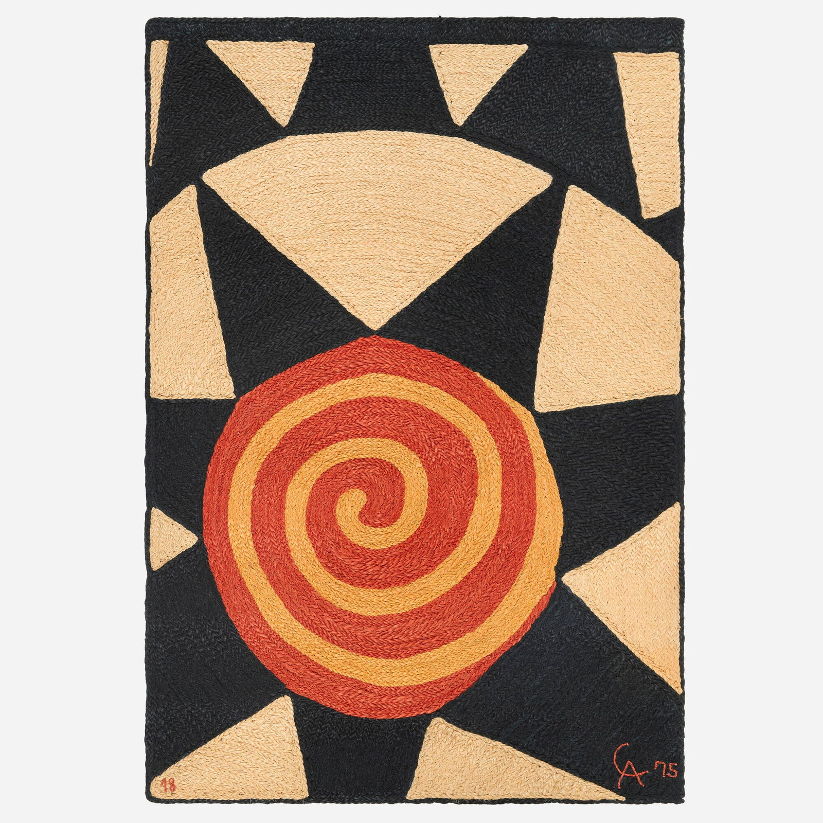 After Alexander Calder, Star tapestry: After Alexander Calder Star tapestry 1975 hand-woven maguey fiber 71 h x 48 w in (180 x 122 cm) Woven signature, date and number to lower edge 'CA 75 18'. Fabric manufacturer's label to verso.