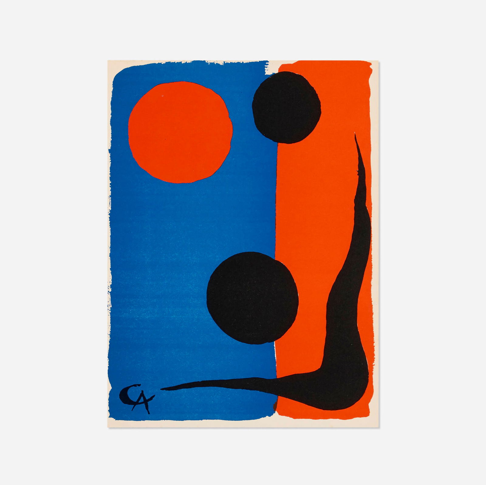Alexander Calder, Untitled (from Derriere le miroir): Alexander Calder Untitled (from Derriere le miroir) 1966 lithograph in colors 10 h x 7.25 w in (25 x 18 cm) This work is from the edition of 1500 printed by Mourlot, Paris and co-published by
