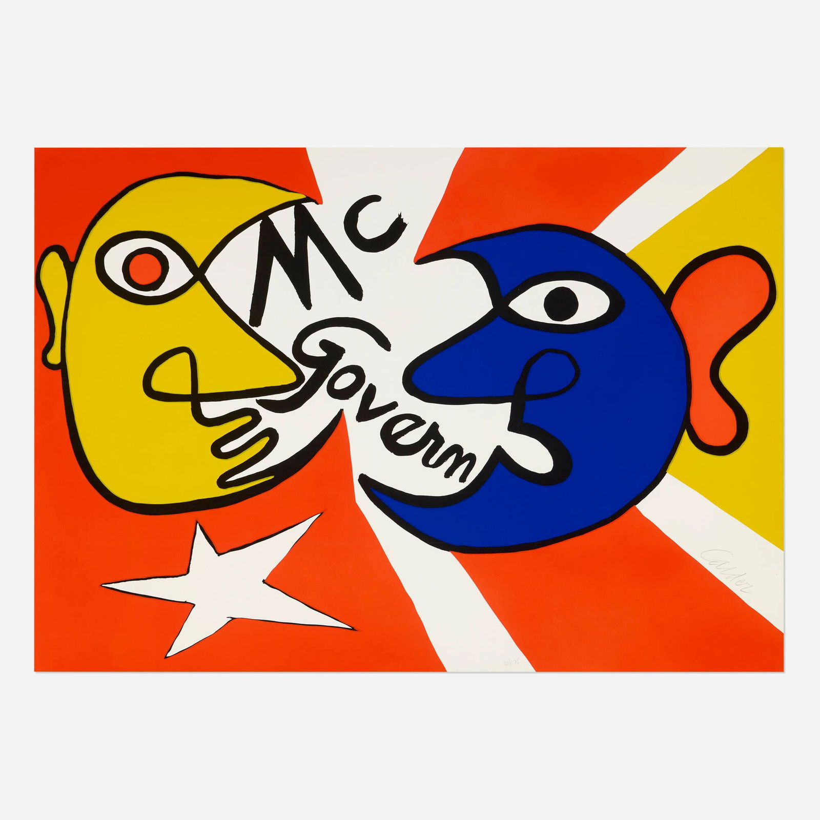 Alexander Calder, McGovern for McGovernment: Alexander Calder McGovern for McGovernment 1973 lithograph in colors 29.875 h x 42.625 w in (76 x 108 cm) Signed and numbered to lower right '38/175 Calder'. This work is number 38 from the