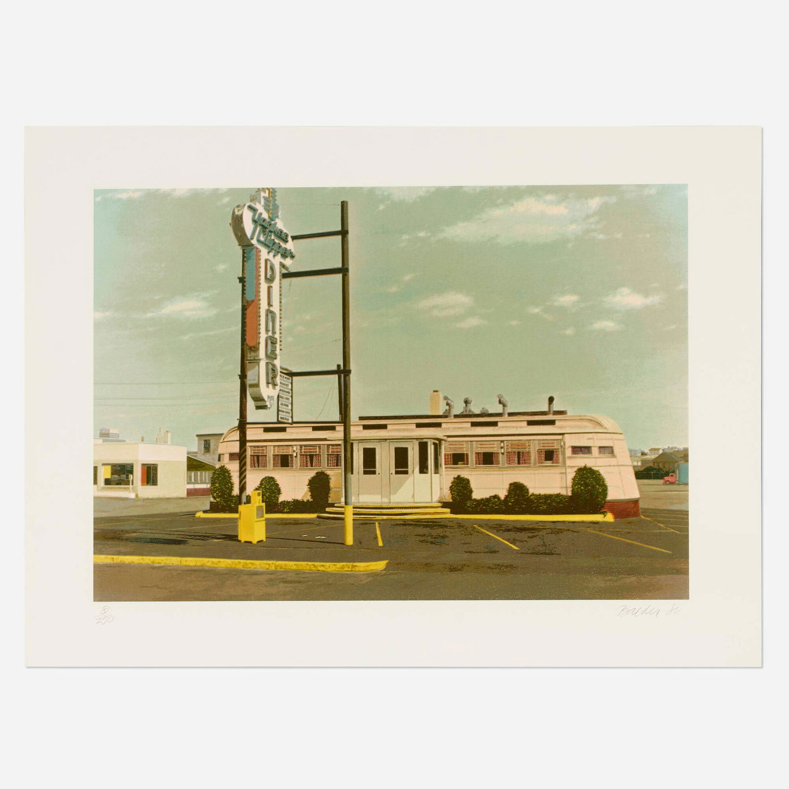 John Baeder, Yankee Clipper: John Baeder Yankee Clipper 1980 screenprint in colors on Somerset image: 16.75 h x 24.25 w in (43 x 62 cm) sheet: 21.875 h x 29.875 w in (56 x 76 cm) Signed, dated and numbered to lower edge