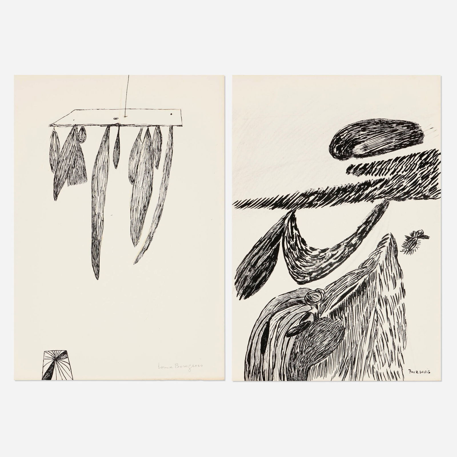 Louise Bourgeois, Sheaves; Inner Life (two works): Louise Bourgeois Sheaves; Inner Life (two works) 1985 photolithograph each: 12.125 h x 8.375 w in (31 x 21 cm) These works are from the editions of 2000 printed by Atelier Lelong, Paris and
