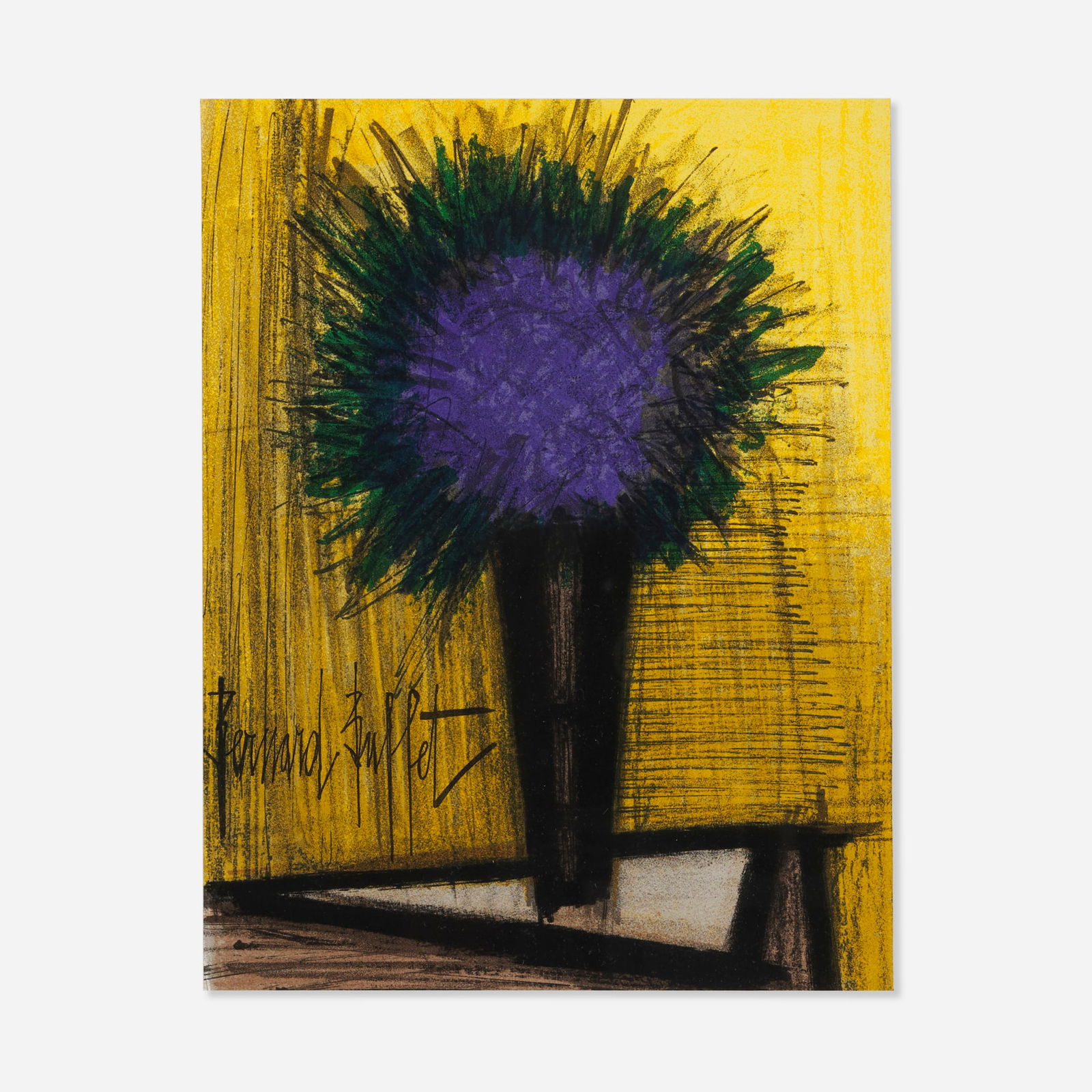 Bernard Buffet, The Purple Bouquet of Flowers: Bernard Buffet The Purple Bouquet of Flowers 1967 lithograph in colors sight: 11.875 h x 9.25 w in (30 x 23 cm) This work is from the edition of unknown size printed by Mourlot, Paris. This work