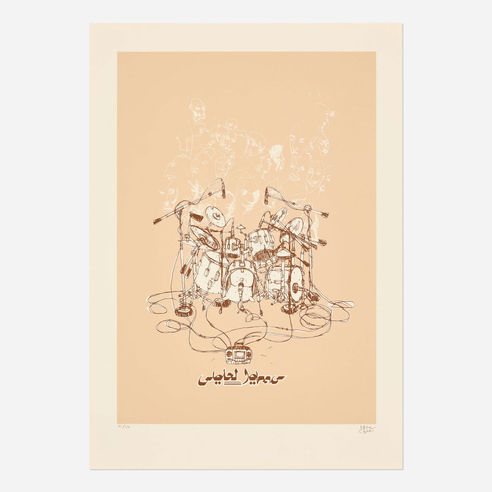 David Choe, Drum Set: David Choe Drum Set 2007screenprint in colors image: 20 h x 14 w in (51 x 36 cm) sheet: 24 h x 17 w in (61 x 43 cm) Signed and numbered to lower edge '41/110 David Choe'. This work is numbe