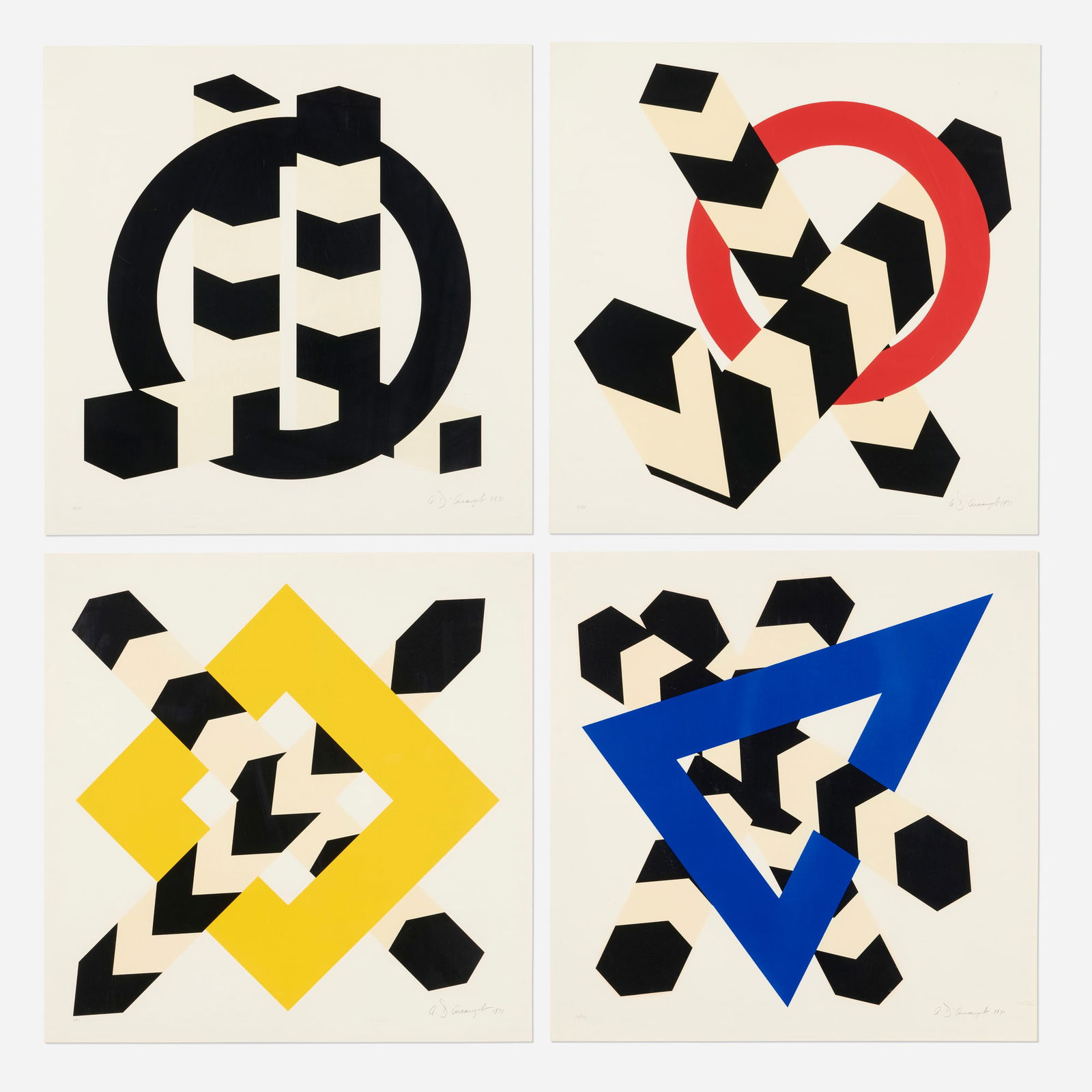 Allan D'Arcangelo, Constellations I-IV: Allan D'Arcangelo Constellations I-IV 1971 screenprint in colors image (each): 23.875 h x 25 w in (61 x 63 cm) sheet (each): 26 h x 26 w in (66 x 66 cm) Signed, dated and numbered to lower right