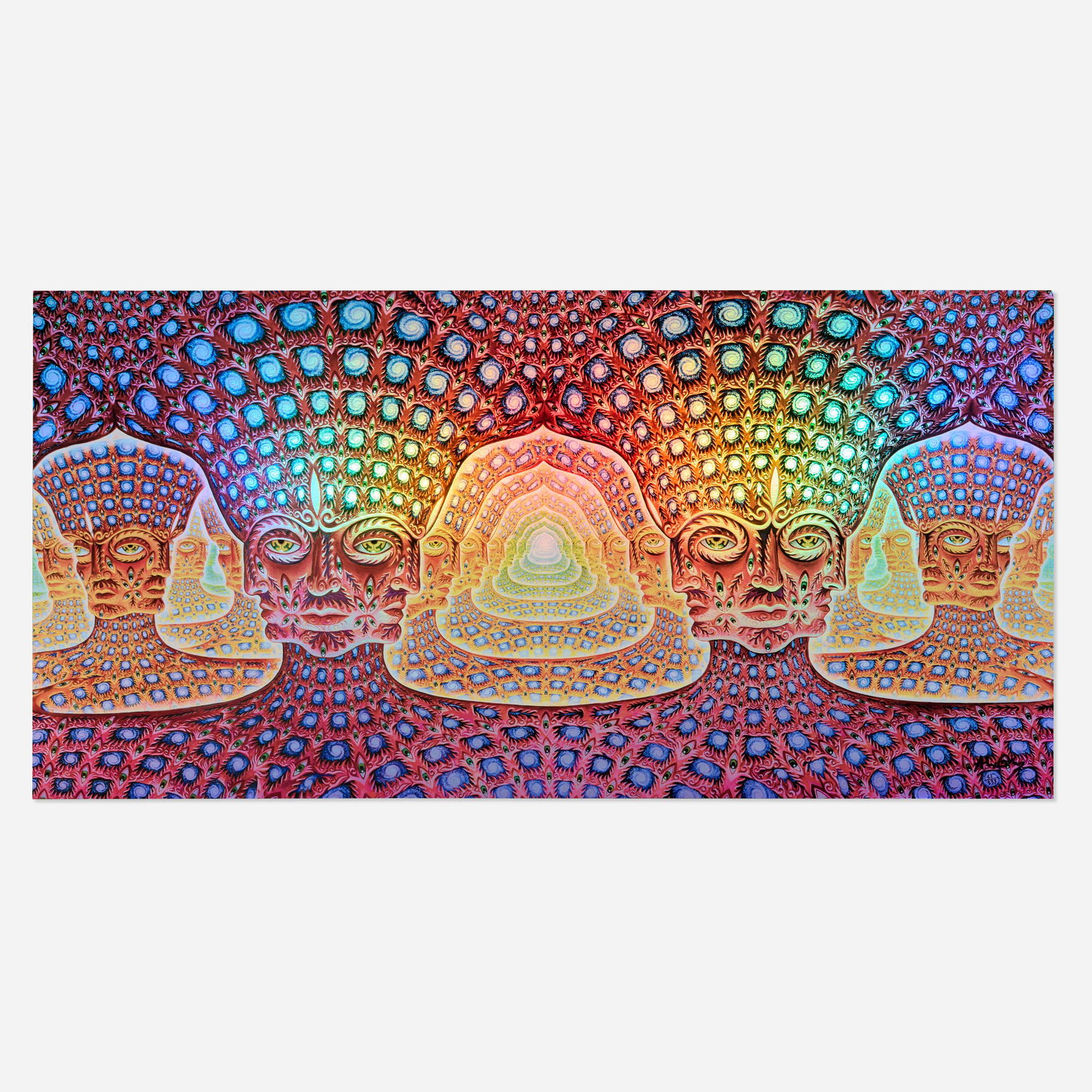 Alex Grey, Net of Being: Alex Grey Net of Being 2023 screenprint in colors on holographic paper 18 h x 36 w in (46 x 91 cm) Signed and numbered to lower right 'Alex Grey 41/333'. This work is number 41 from the edition of